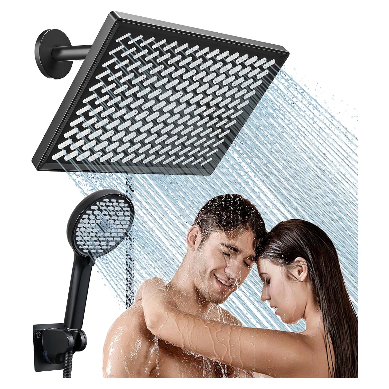 Cabezal de Ducha de Lluvia Cobbe 30 cm con Mano 6 Modos Negro