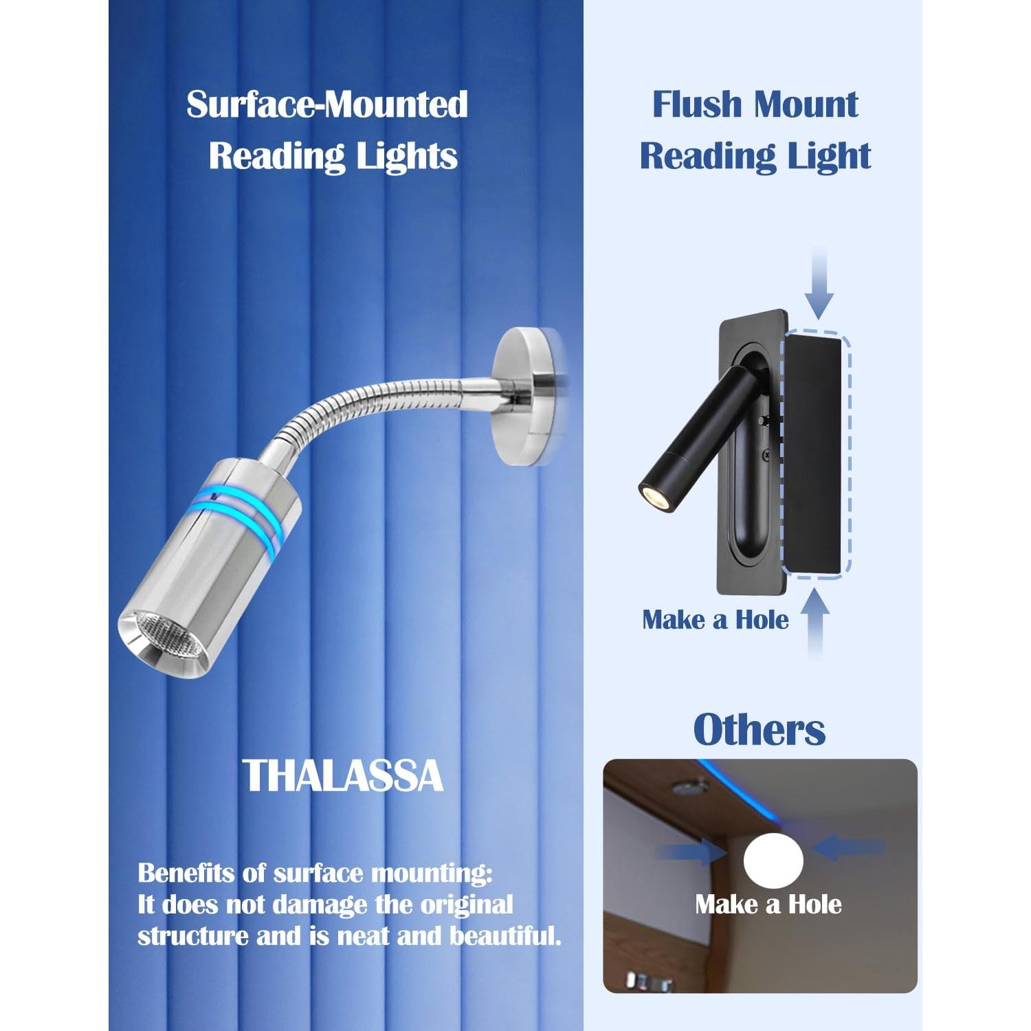 Luz de Lectura THALASSA LED 12V Azul Flexible para Barco