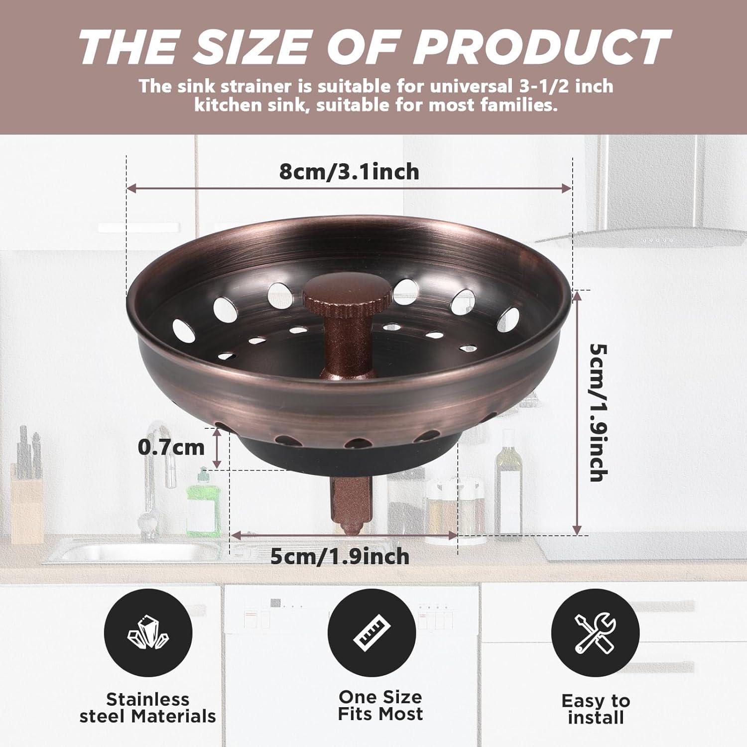 Filtro de Desagüe de Acero Inoxidable Retisee 2 Pcs 8.89 cm Cobre Antiguo