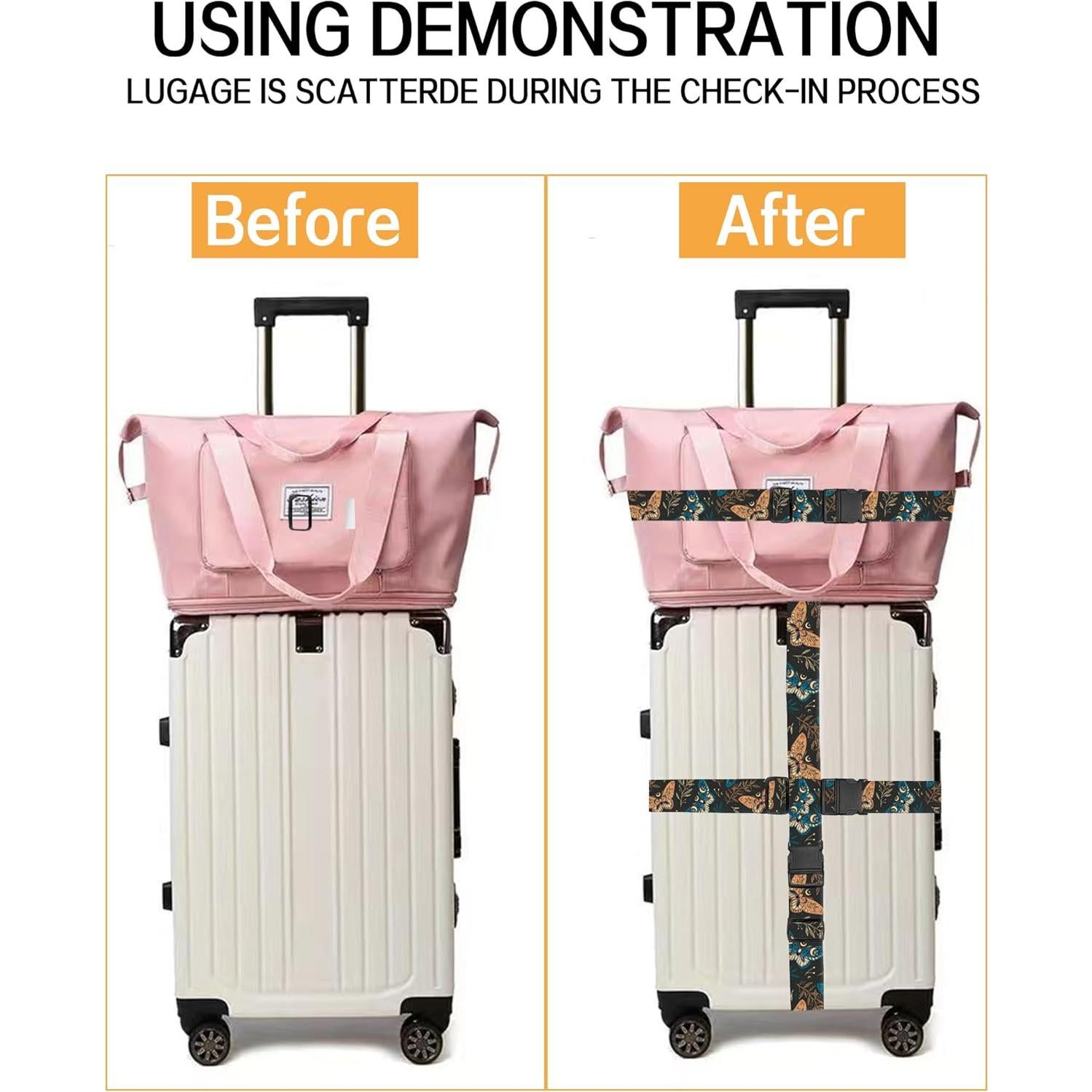 Correas de Equipaje Ajustables ASJHFDIR Mariposa Boho 1 Unidad