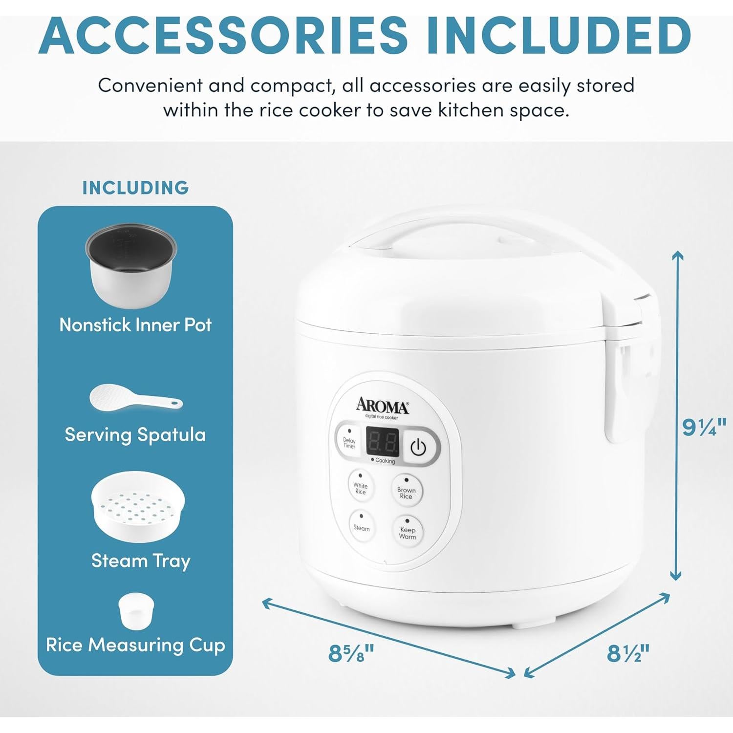 Olla Arrocera Digital Aroma ARC-914D 8 Tazas Blanca