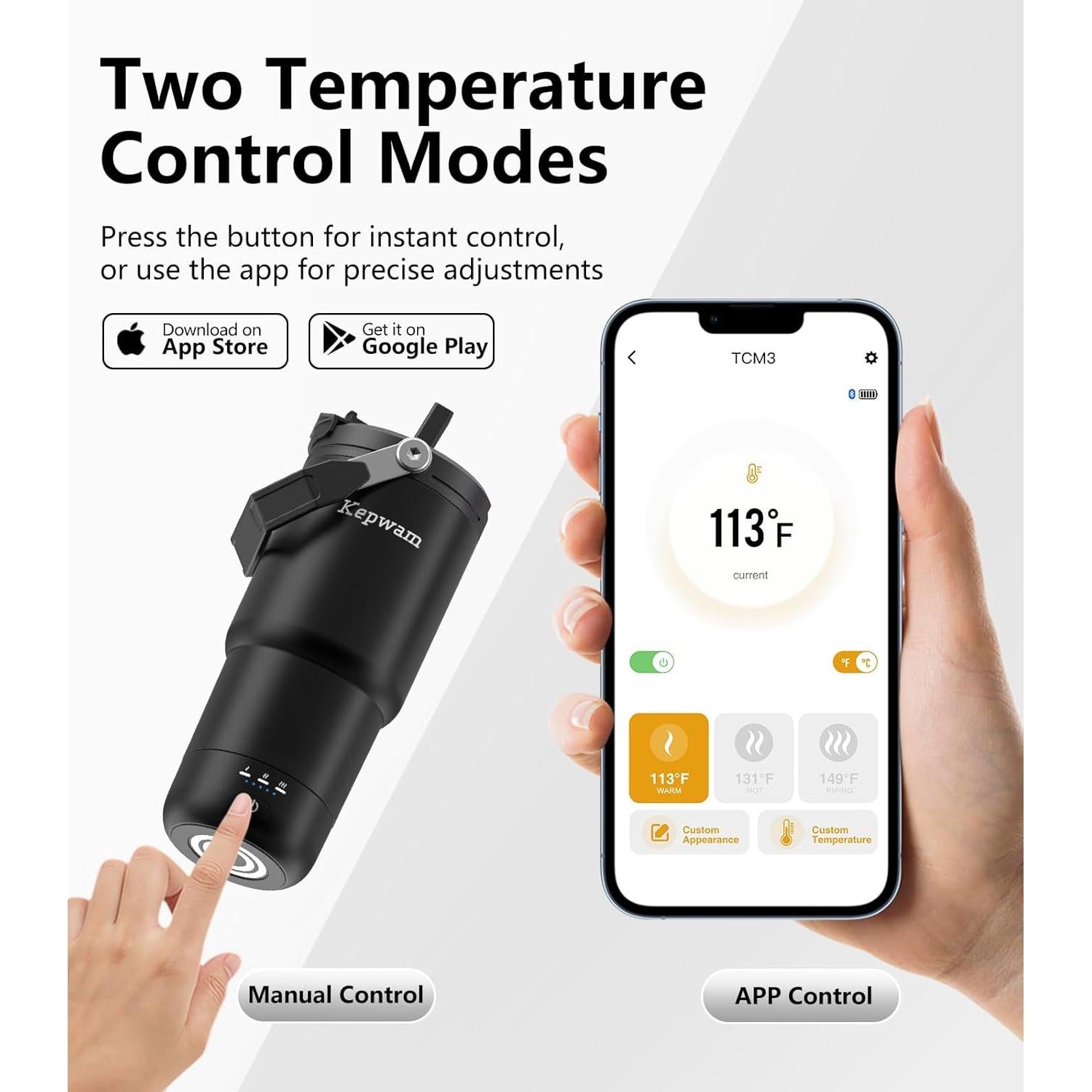 Taza de Viaje Autocalentable Kepwam 20oz Control Temperatura