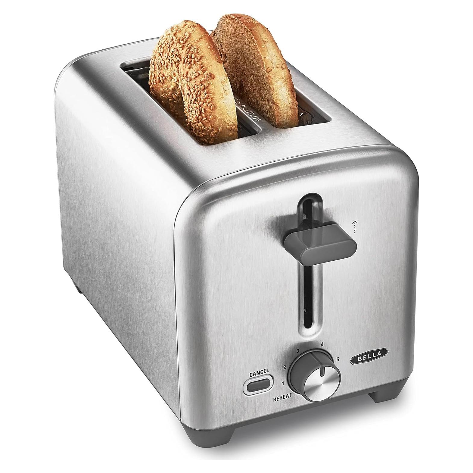 Tostadora BELLA de 2 Rebanadas Acero Inoxidable 750W 6 Niveles