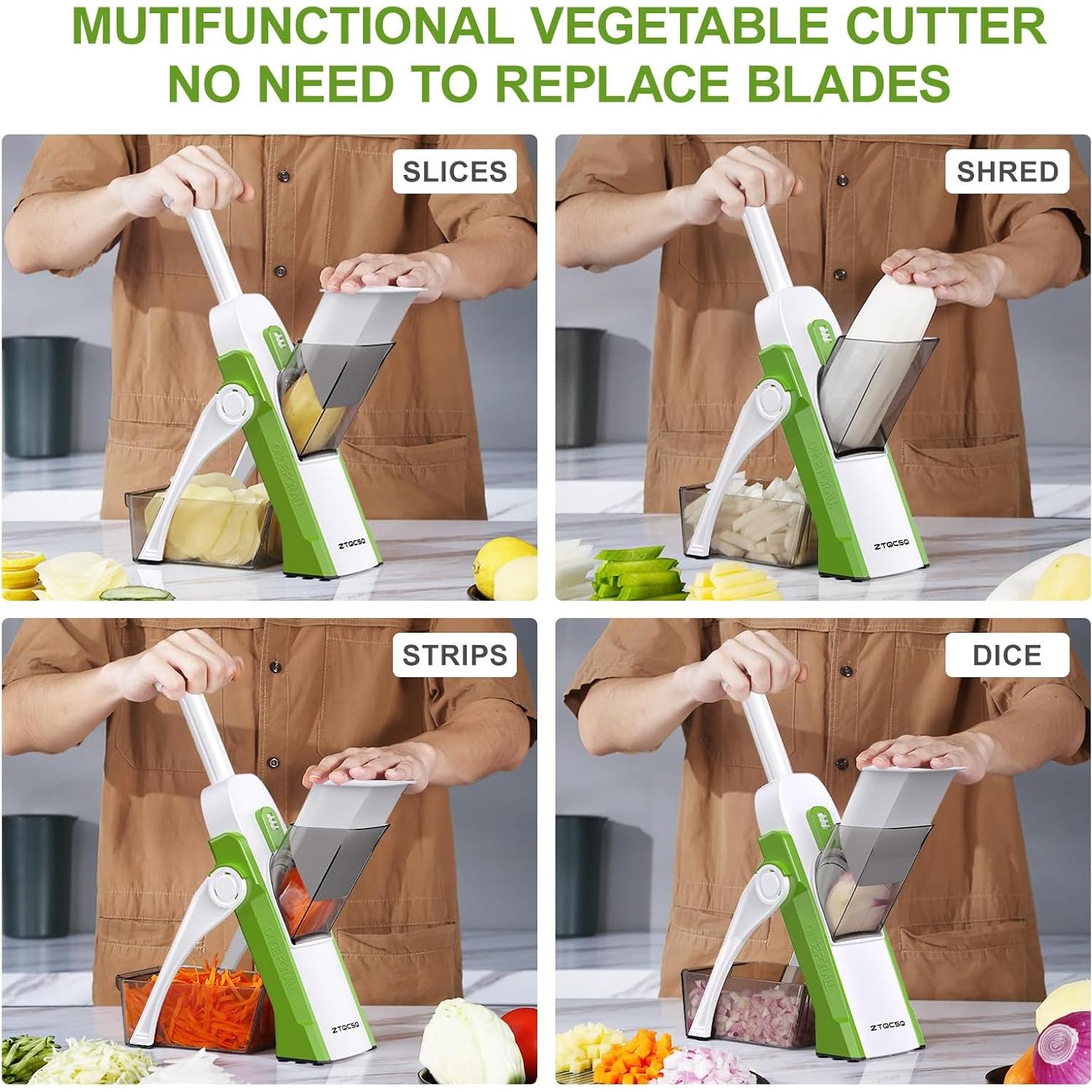 Rebanador Mandolina ZTQCSQ Verde Aguacate 5 en 1 Ajustable