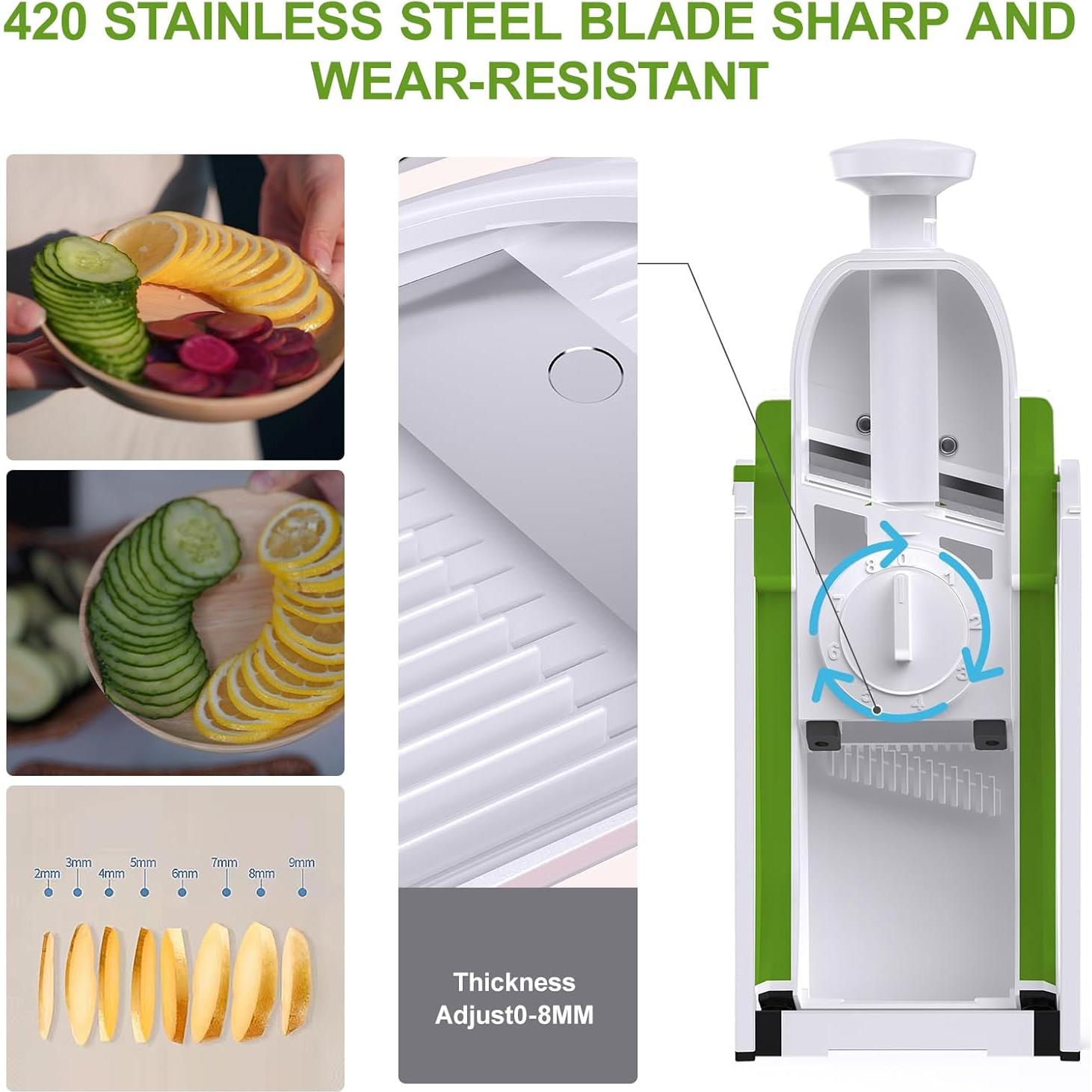 Rebanador Mandolina ZTQCSQ Verde Aguacate 5 en 1 Ajustable