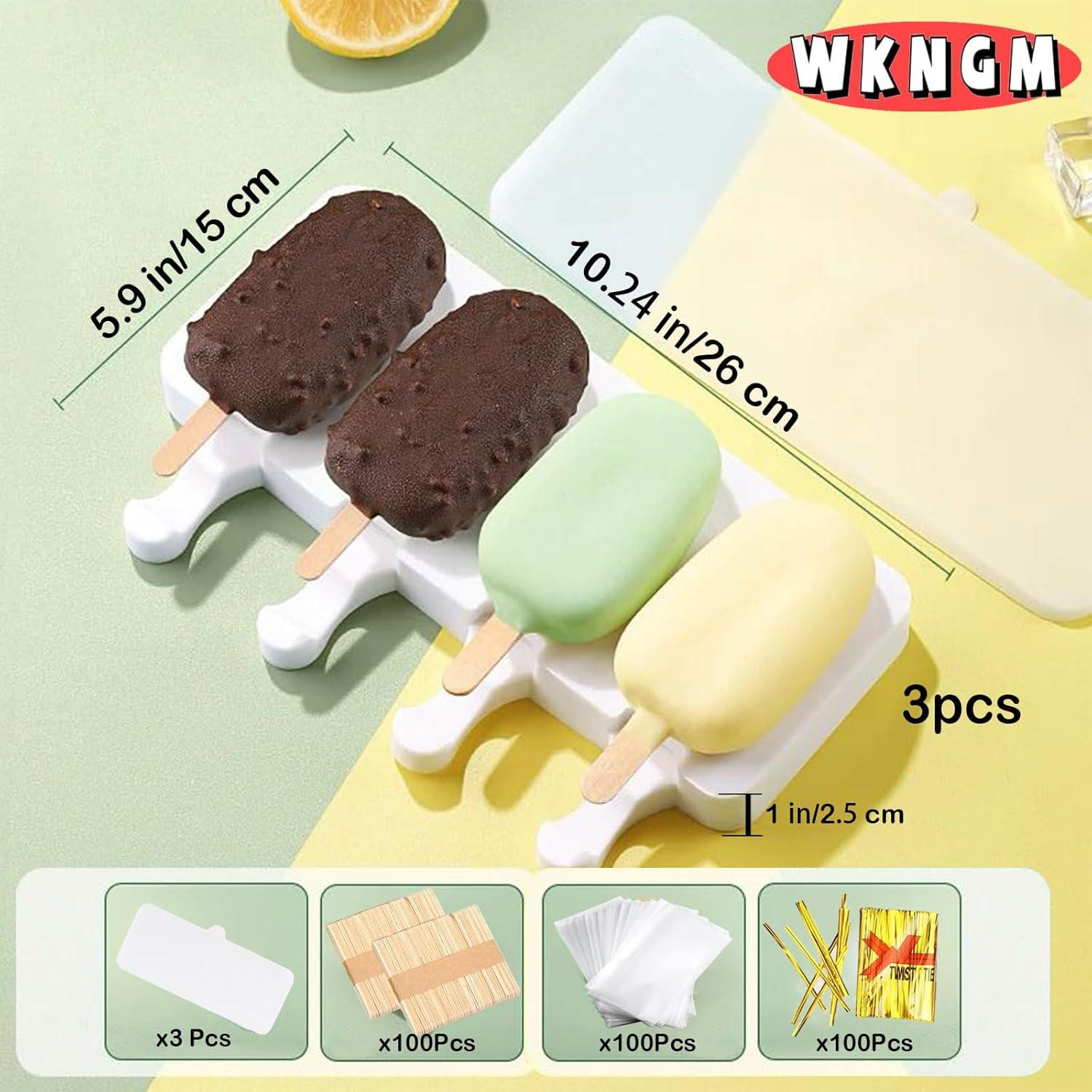 Juego de 3 Moldes de Silicona para Paletas WKNGM Rosa