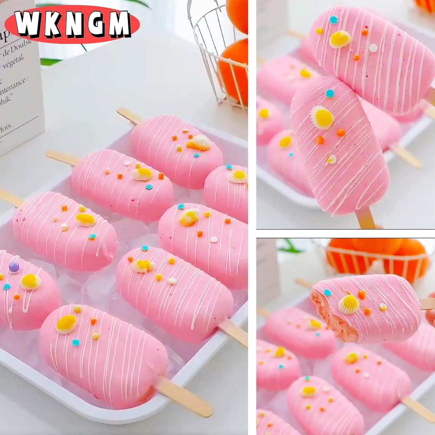 Juego de 3 Moldes de Silicona para Paletas WKNGM Rosa