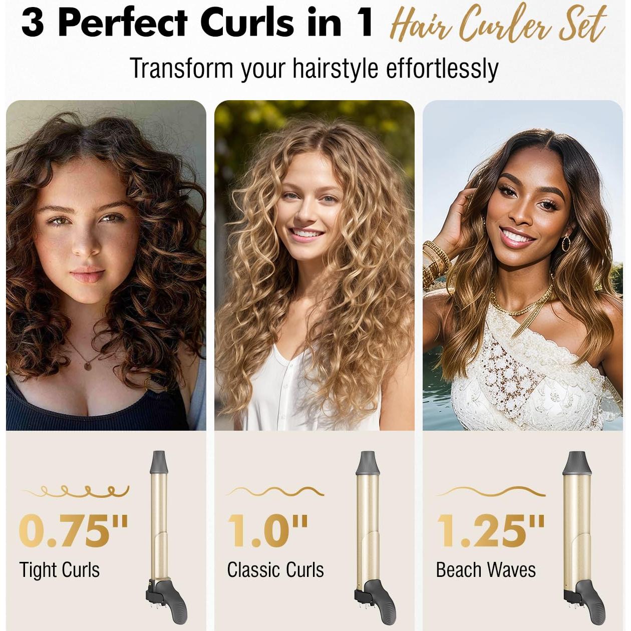 Plancha de Rizar Automática Luxspire 3 en 1 Dorado