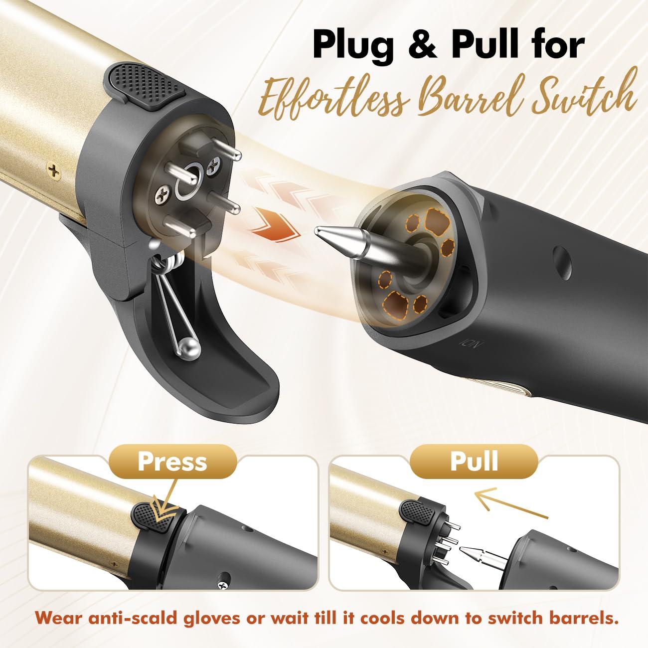 Plancha de Rizar Automática Luxspire 3 en 1 Dorado