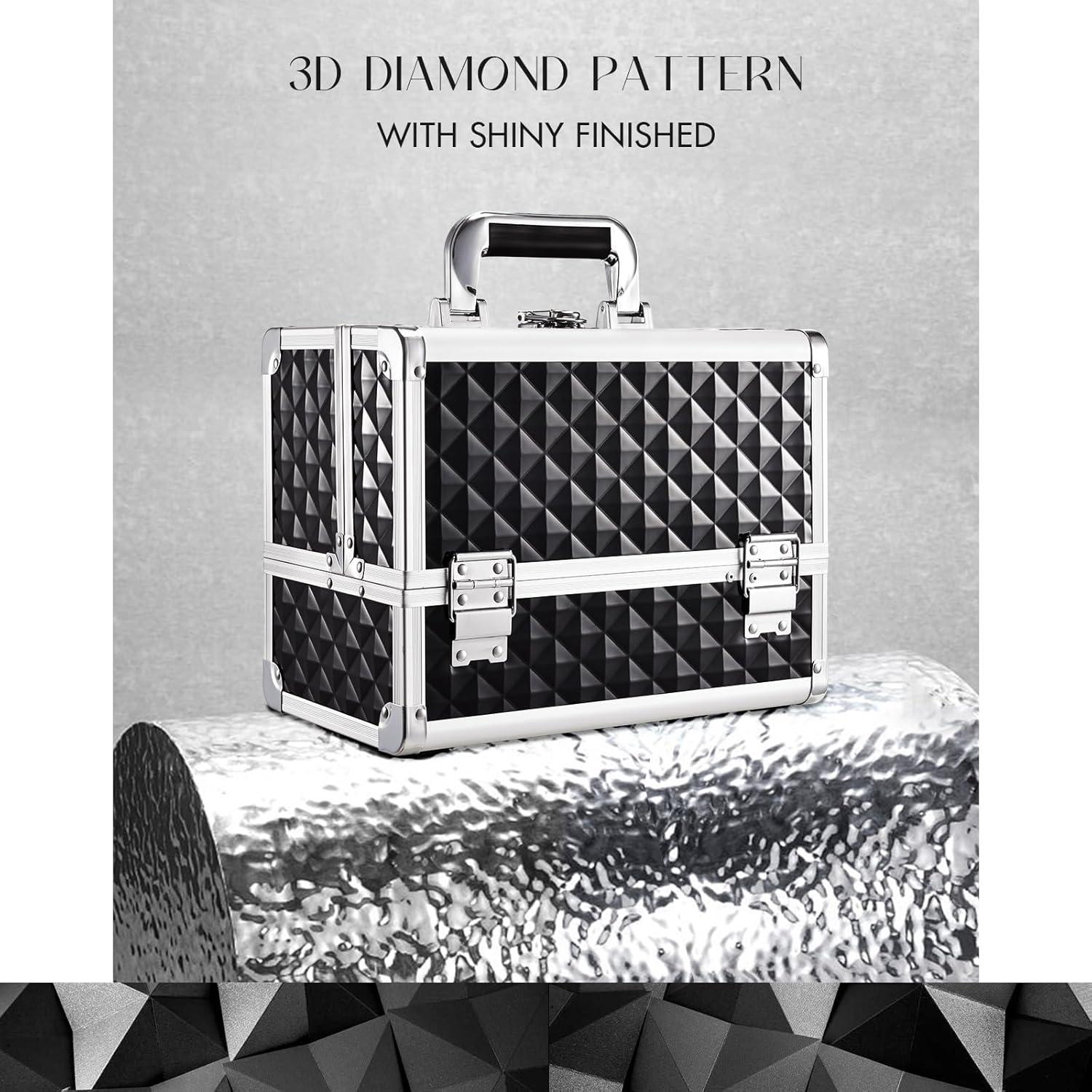 Estuche de Maquillaje Profesional Negro M88HV 3 Niveles con Espejo