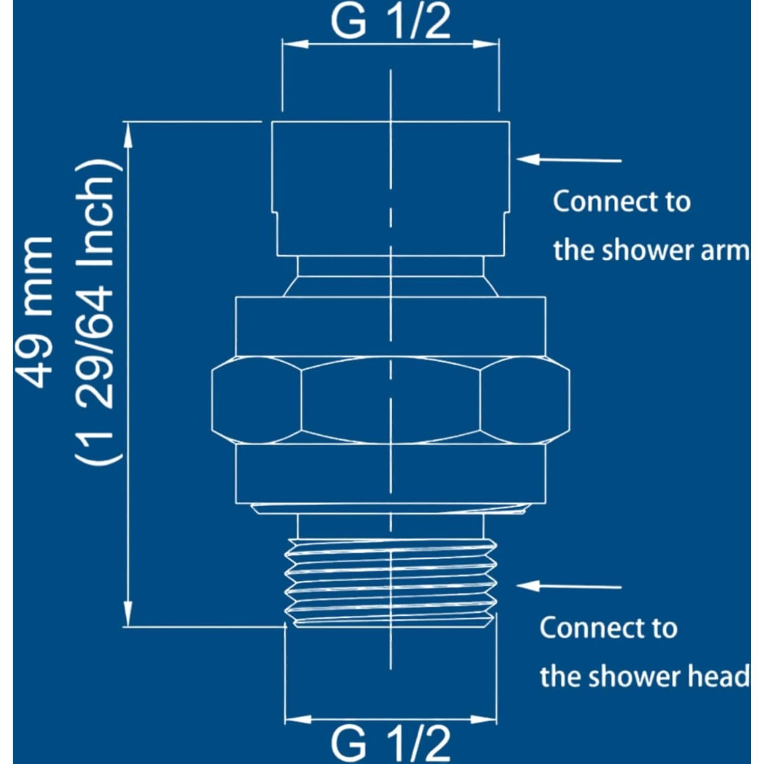 Adaptador de Cabezal de Ducha KAEZDD con Junta Giratoria de Latón