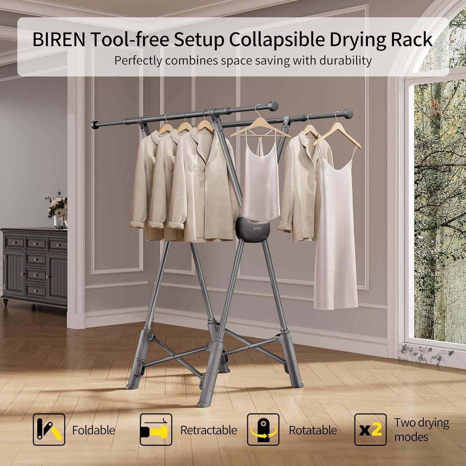 Perchero Plegable BIREN para Secar Ropa Ajustable 81-140 cm