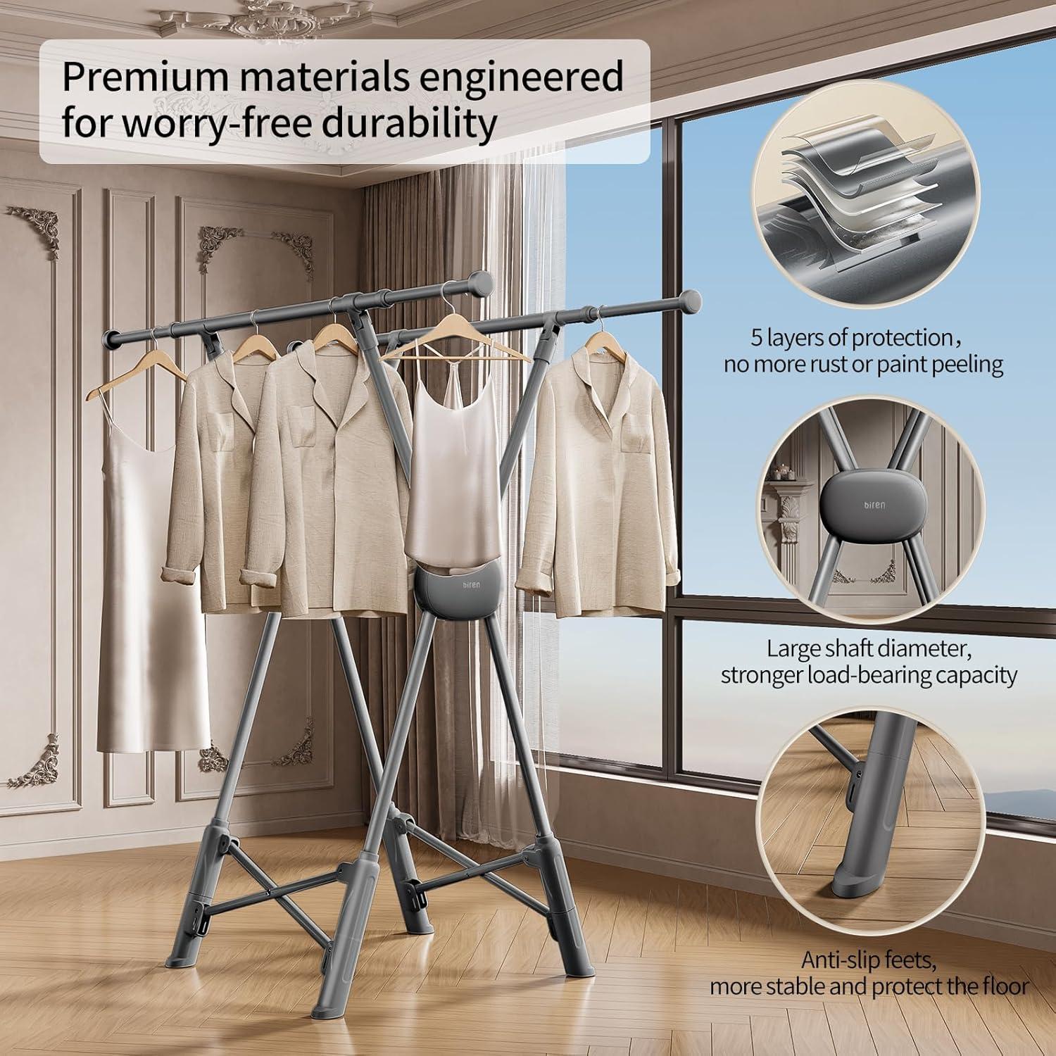 Perchero Plegable BIREN para Secar Ropa Ajustable 81-140 cm