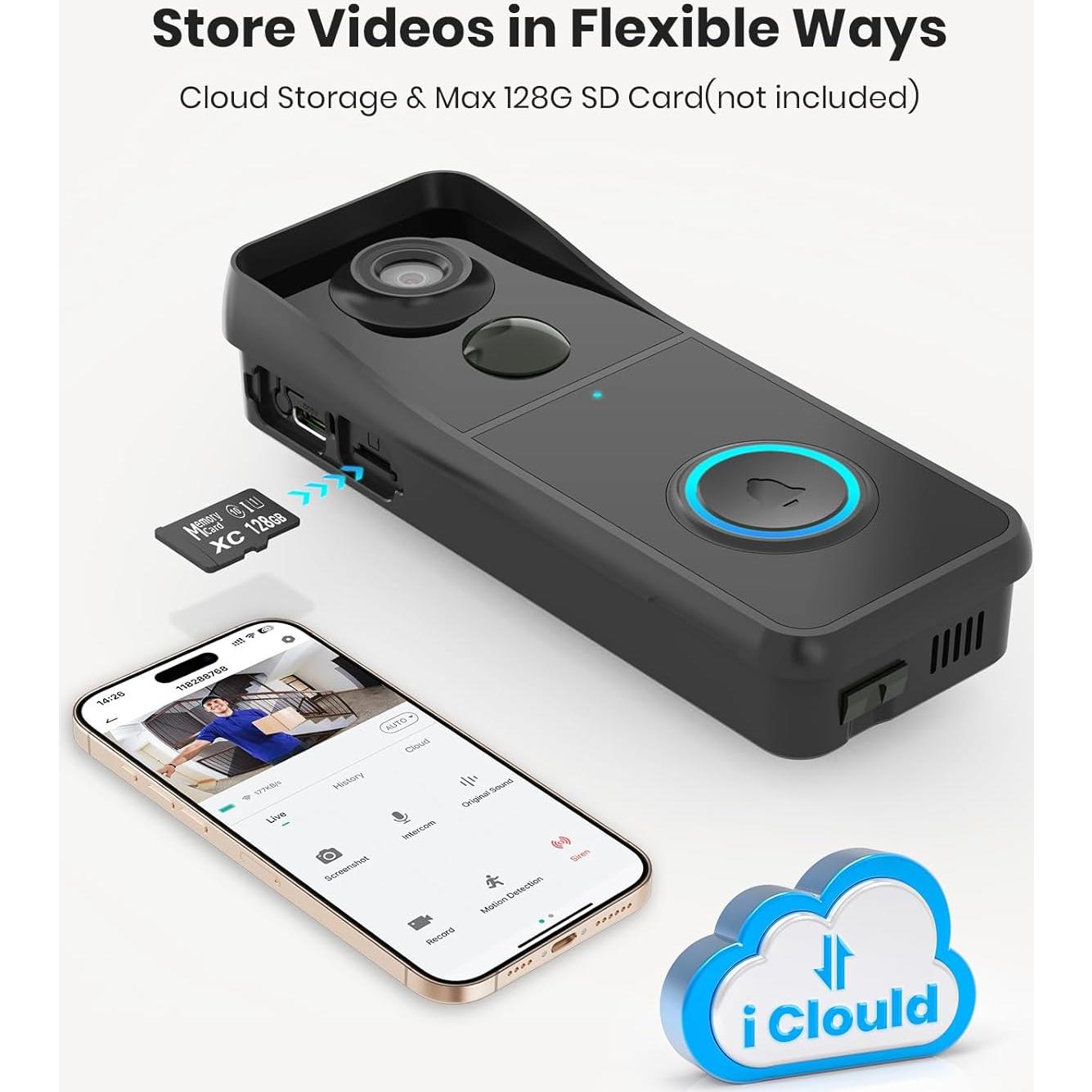 Cámara Timbre Inalámbrico CAMSTRO 3K con Audio Bidireccional