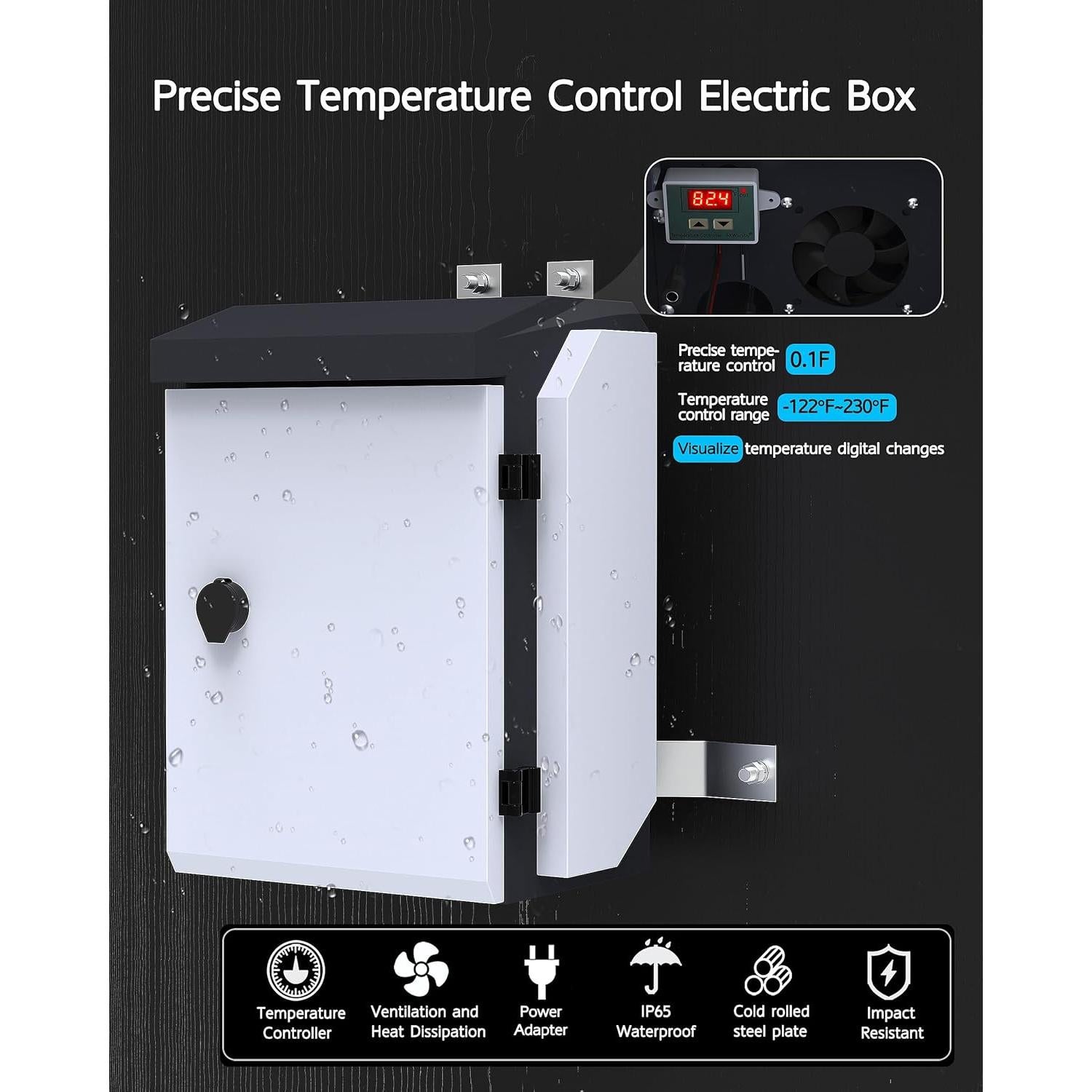 Caja Eléctrica Exterior Akwscyby 40x32x24cm con Termostato