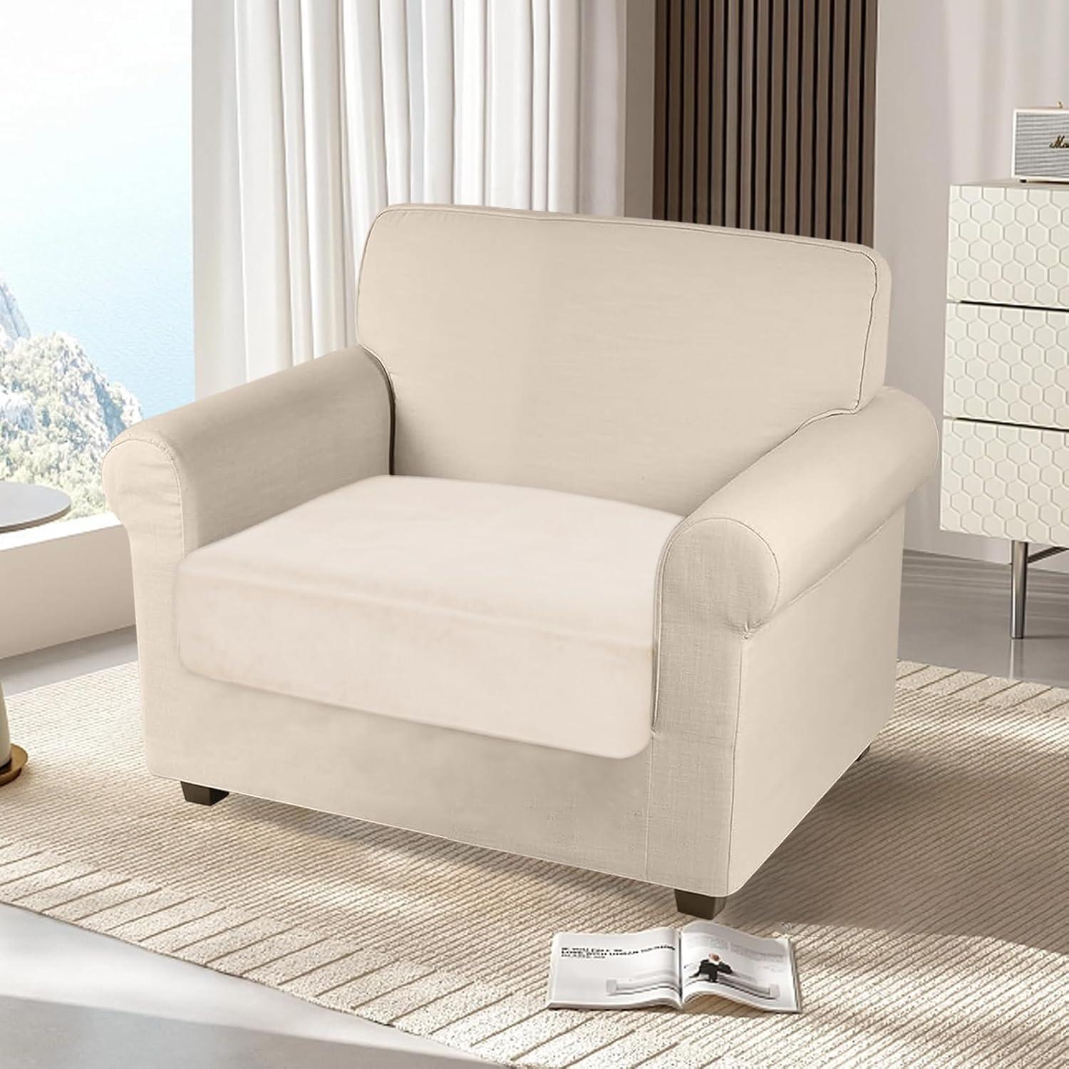 Funda de Cojín de Sofá NAISI Beige Estirable para Asiento