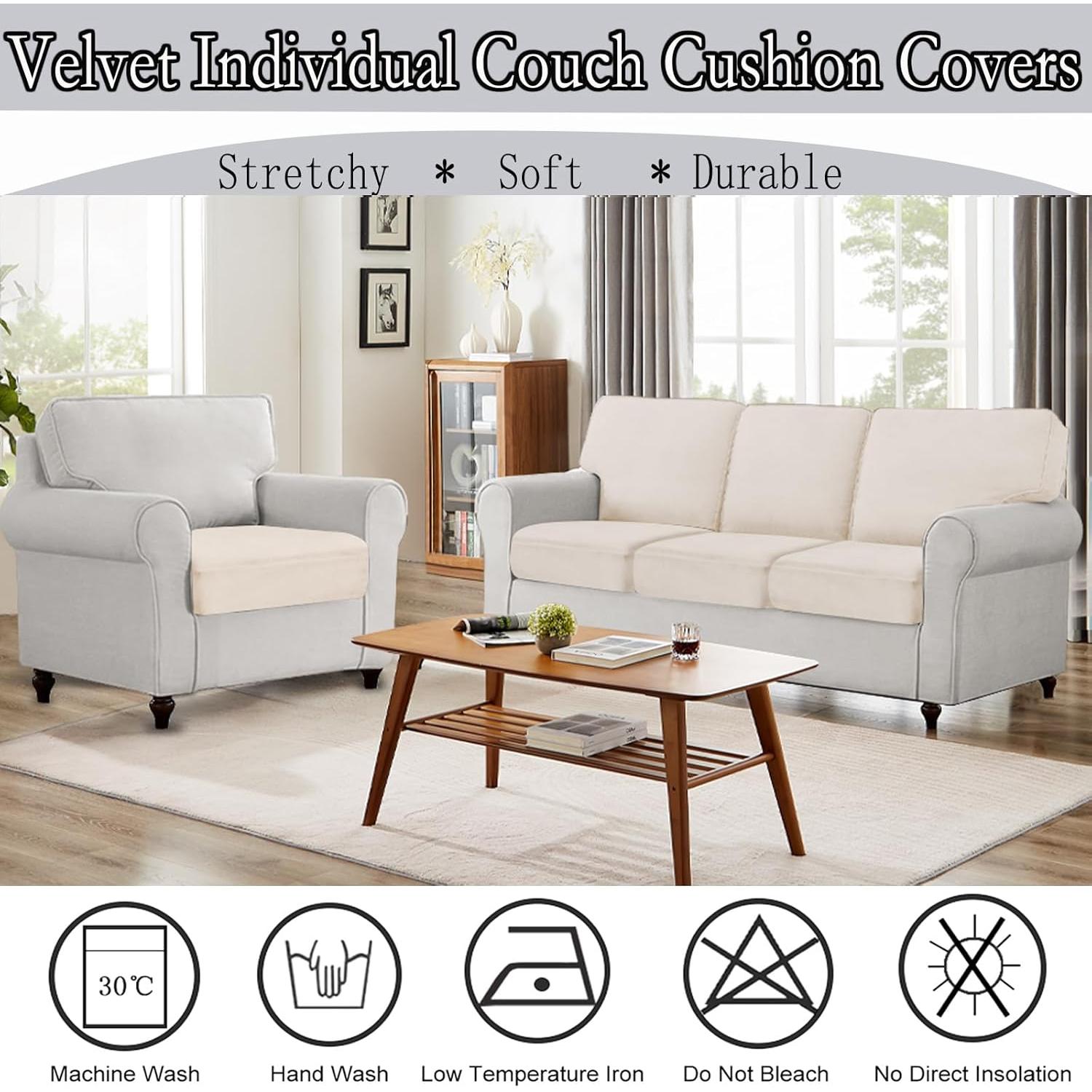 Funda de Cojín de Sofá NAISI Beige Estirable para Asiento