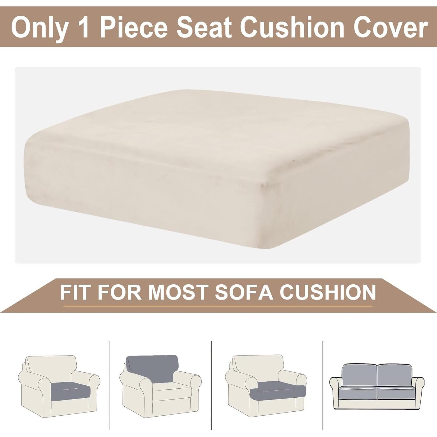 Funda de Cojín de Sofá NAISI Beige Estirable para Asiento