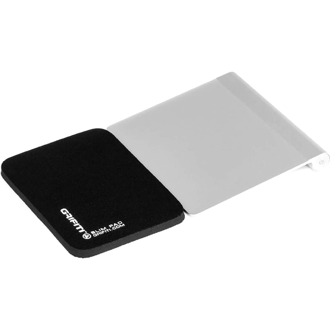 GRIFITI Small Slim Pad 5" x 4" x 0.2" Track Pad Wrist Rest Silicone Ergonomic Carpal Tunnel Resting Support for Computer Track Pad, Trackball or Mouse (Black Nylon Surface)