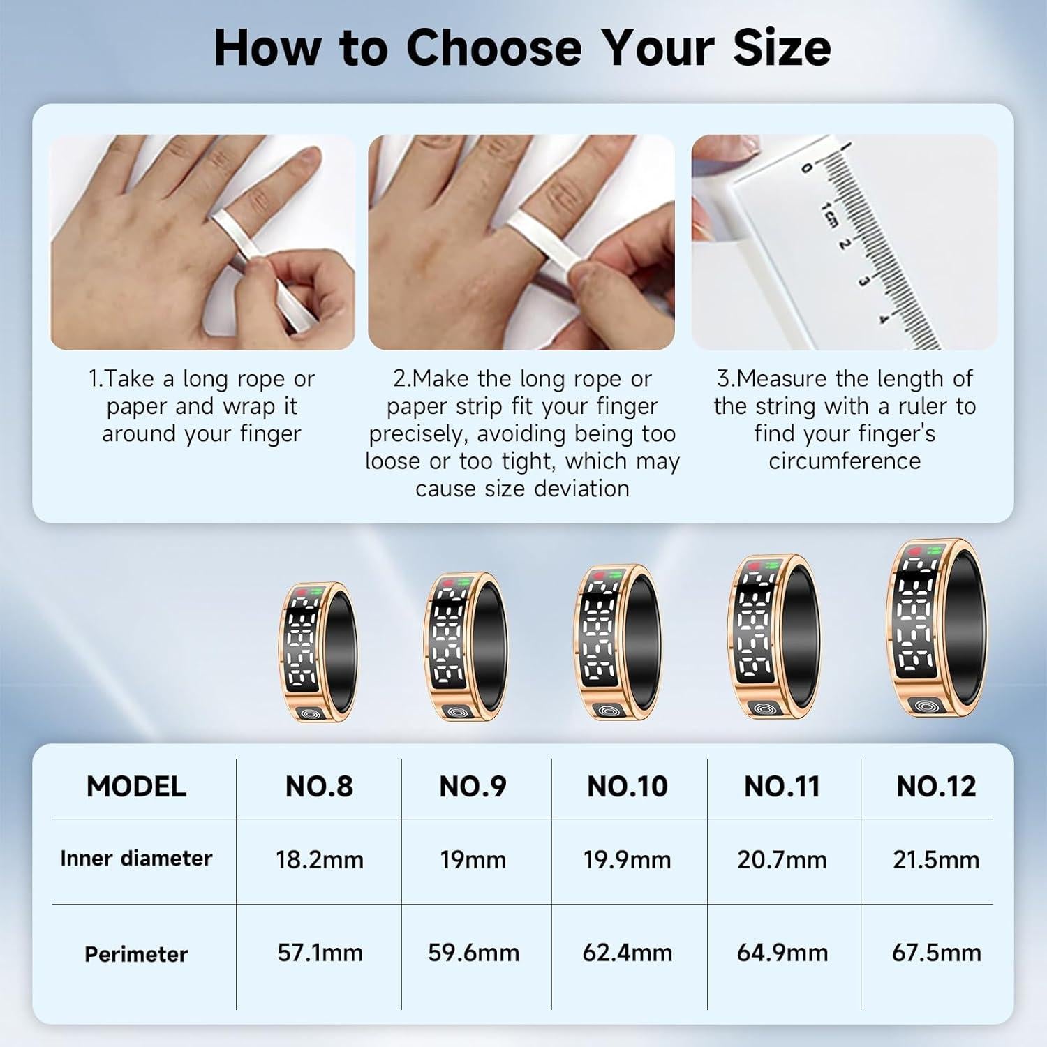 Anillo Inteligente Hugrow SR08 - Monitor de Fitness Oro 10