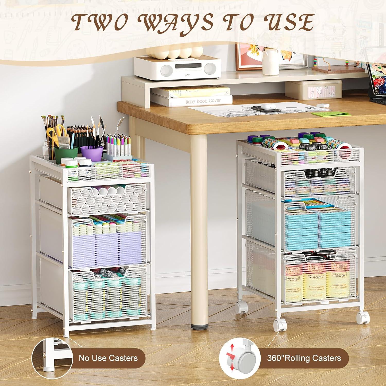 Carro de Utilidad Rodante Hayexiha Blanco 3 Cajones 64cm