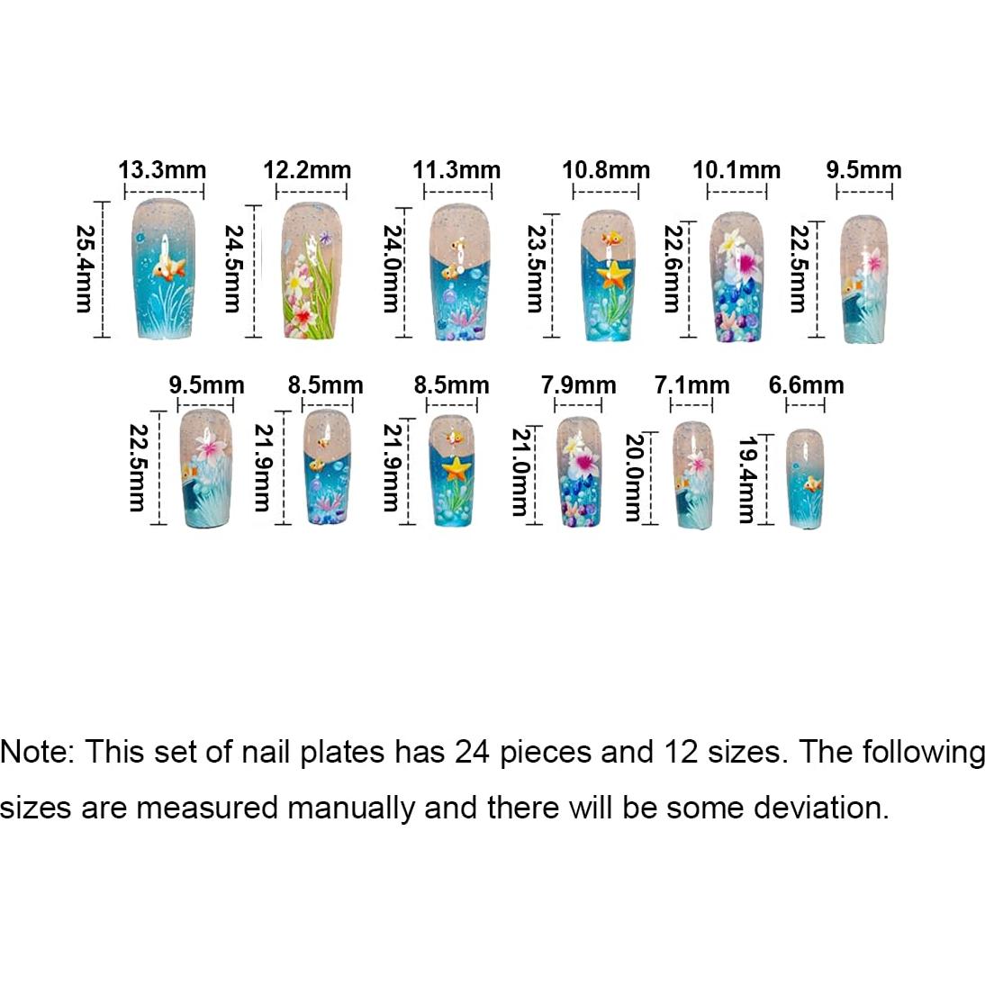 Uñas Postizas NGMATY Rectangulares 3D Misterio del Mar