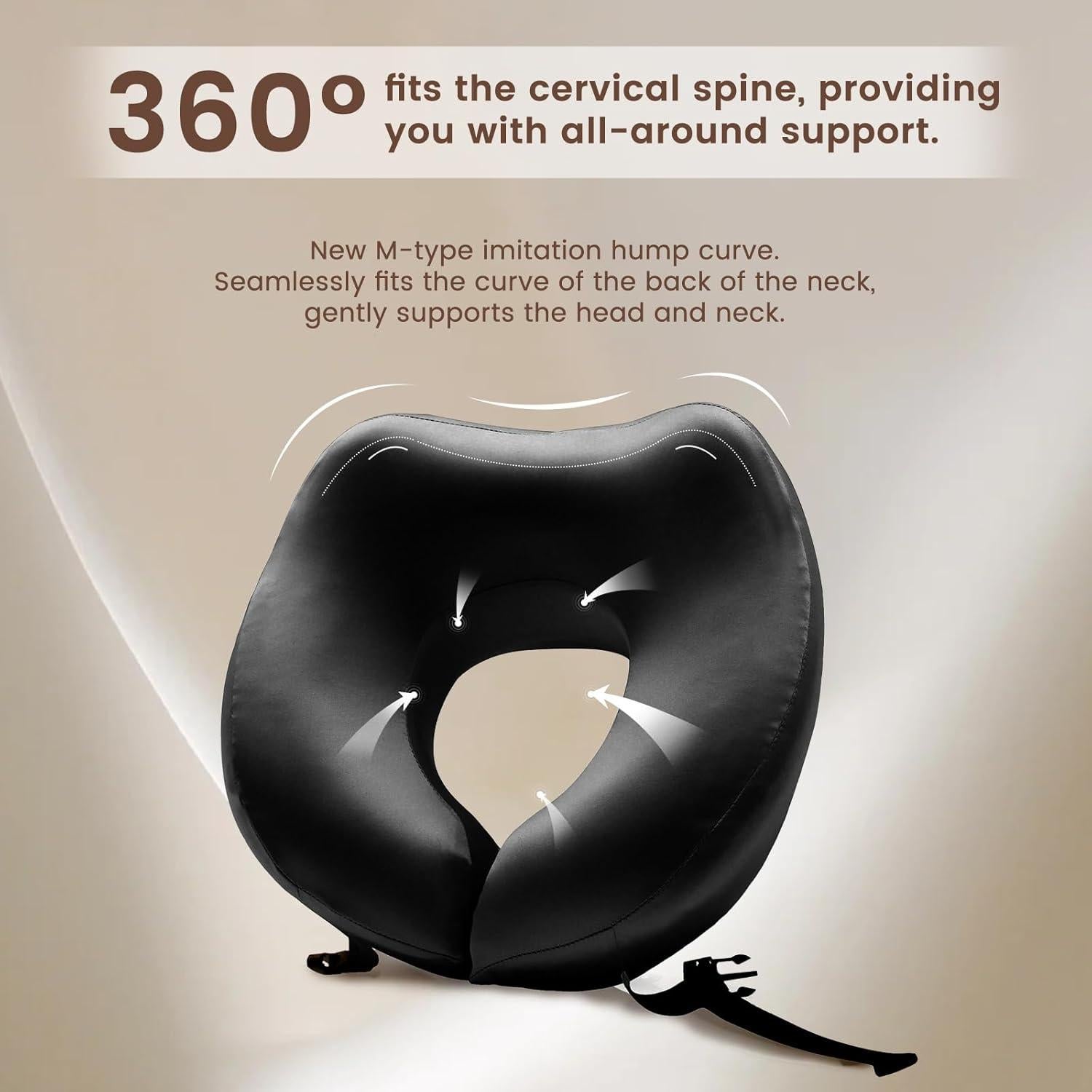 Almohada de Cuello THXSILK 100% Seda y Espuma de Memoria Negra