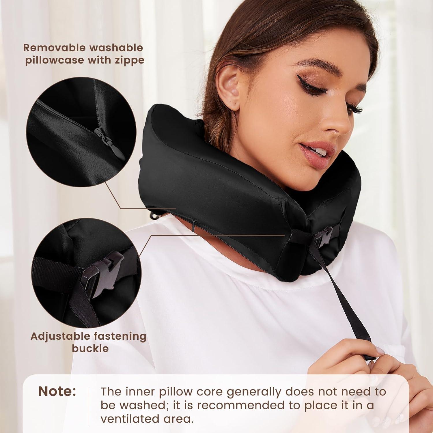 Almohada de Cuello THXSILK 100% Seda y Espuma de Memoria Negra