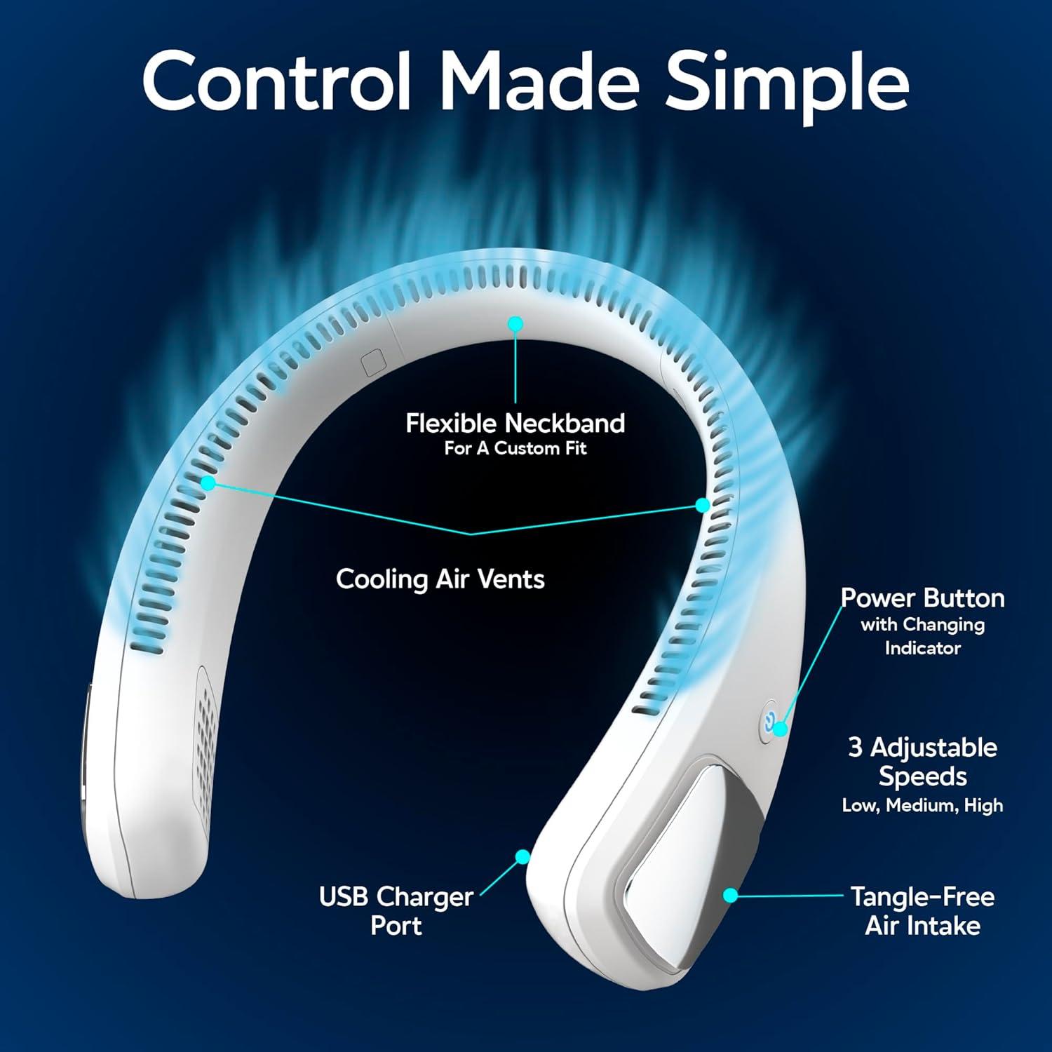 Enfriador Personal de Aire Arctic Air Freedom - Ventilador de Cuello Inalámbrico 3 Velocidades
