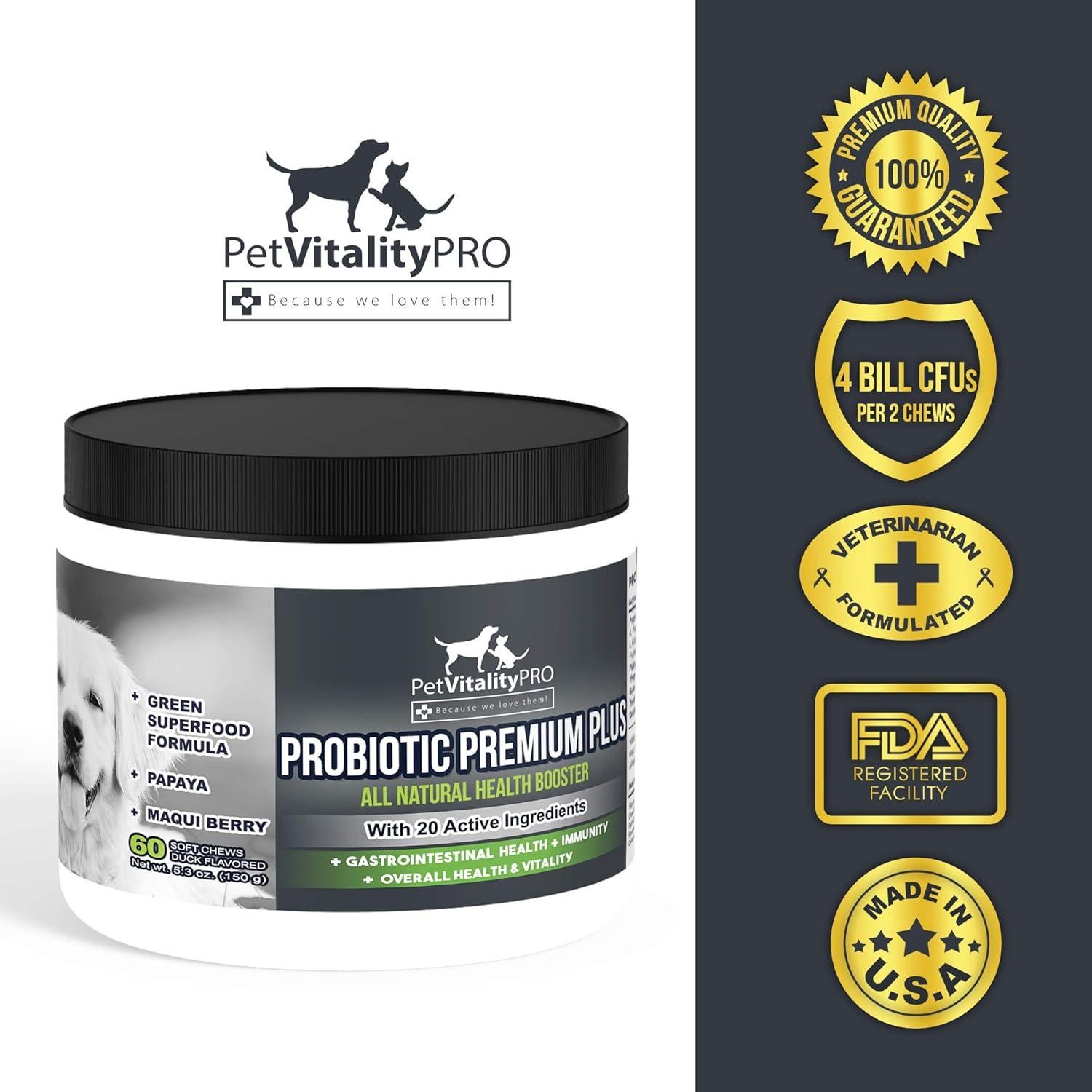 Probióticos Premium para Perros PetVitalityPRO - 60 Chews