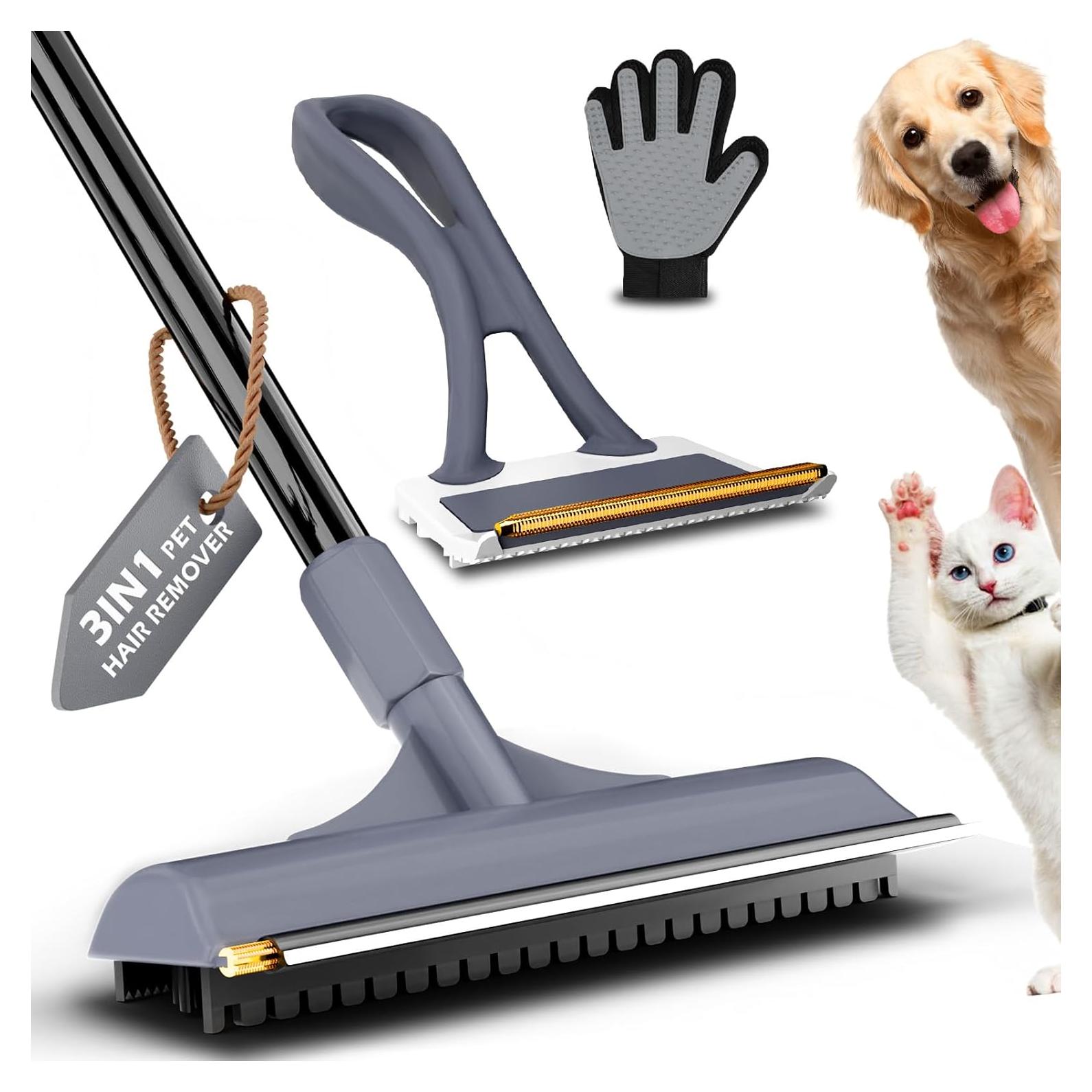 Kit de Rastrillo 3 en 1 Leishiyen para Pelo de Mascotas - Mango Ajustable 147 cm