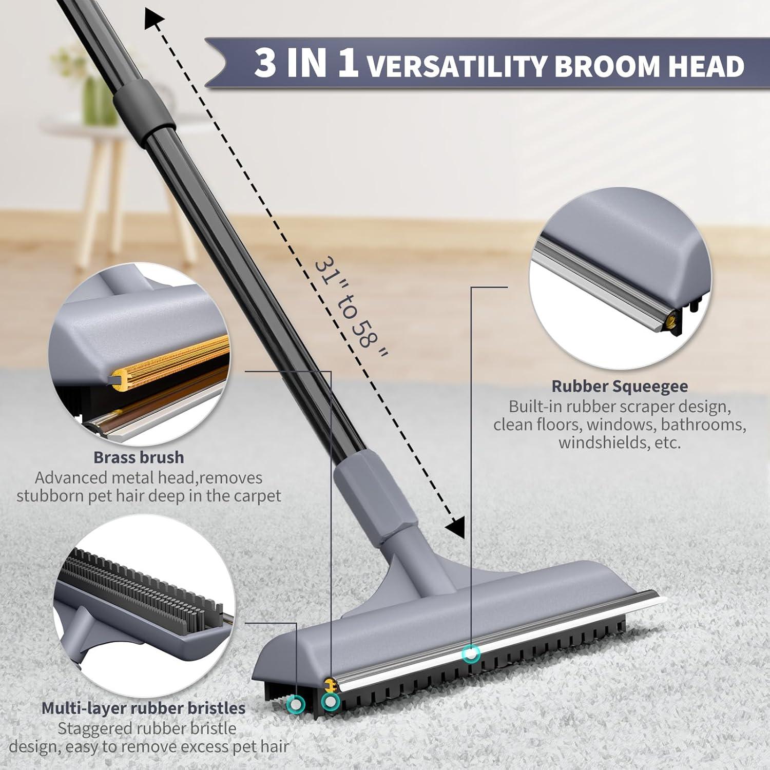 Kit de Rastrillo 3 en 1 Leishiyen para Pelo de Mascotas - Mango Ajustable 147 cm