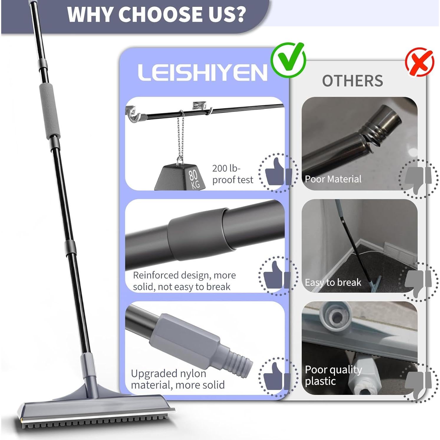 Kit de Rastrillo 3 en 1 Leishiyen para Pelo de Mascotas - Mango Ajustable 147 cm