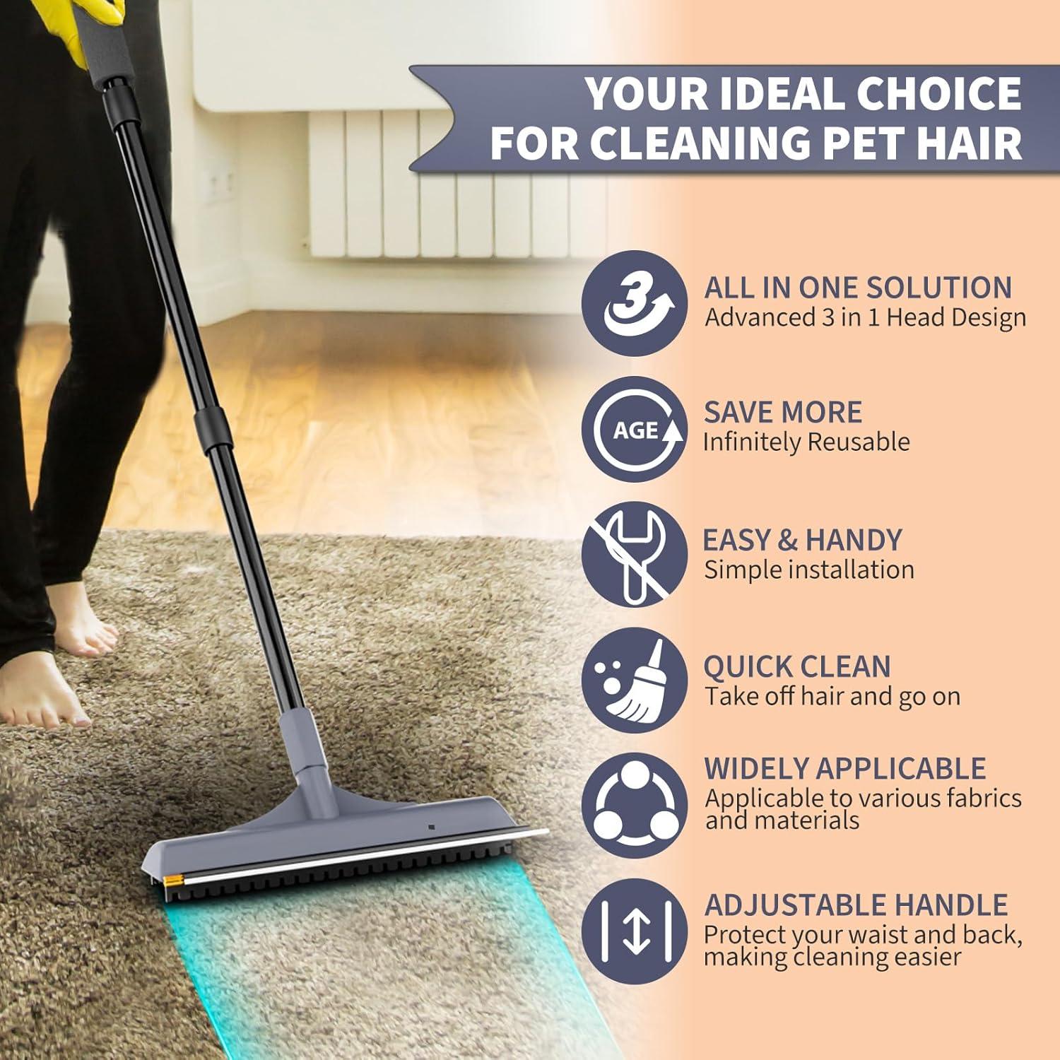 Kit de Rastrillo 3 en 1 Leishiyen para Pelo de Mascotas - Mango Ajustable 147 cm