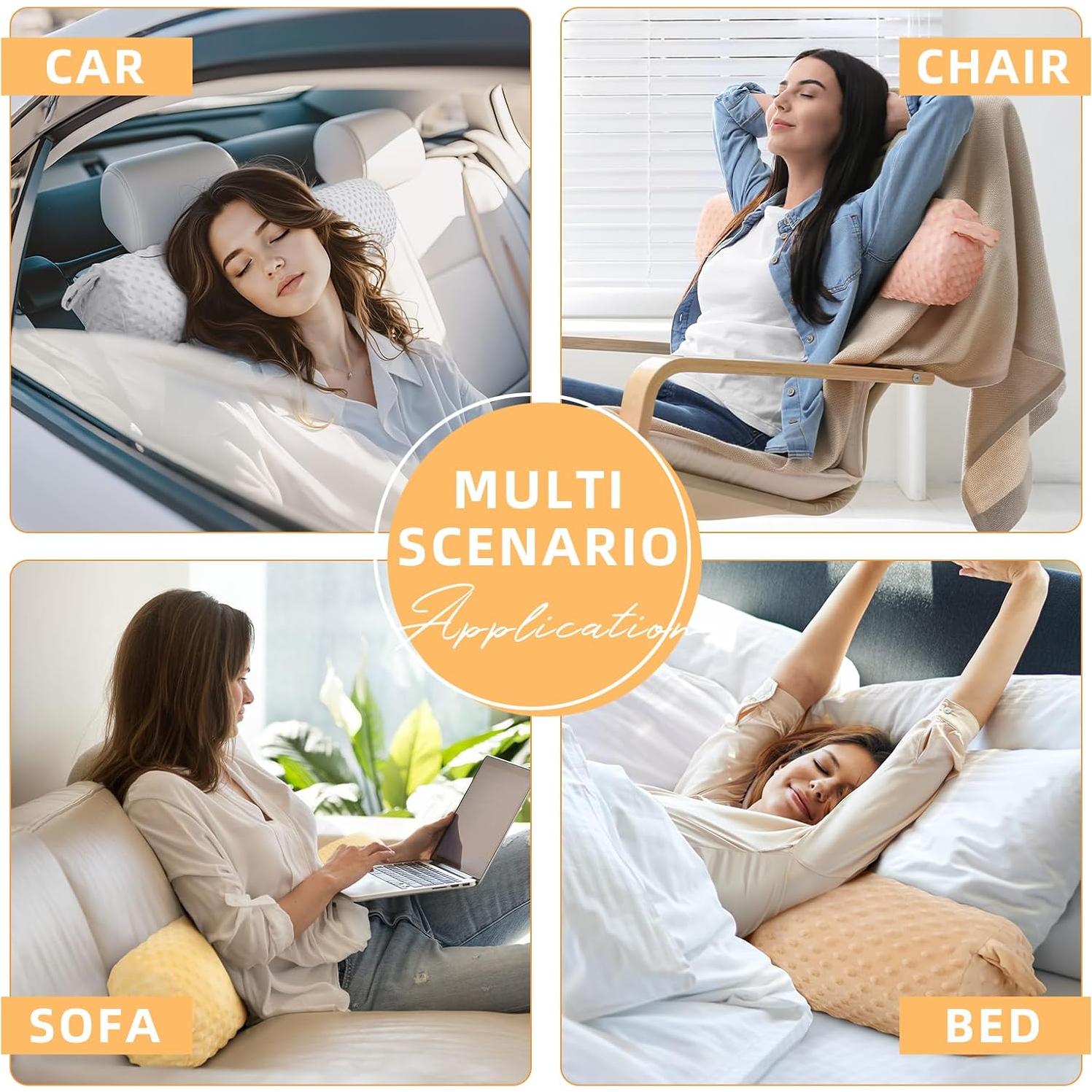 Almohada Redonda Eoieov 61 cm Rosa Viscoelástica Lavable