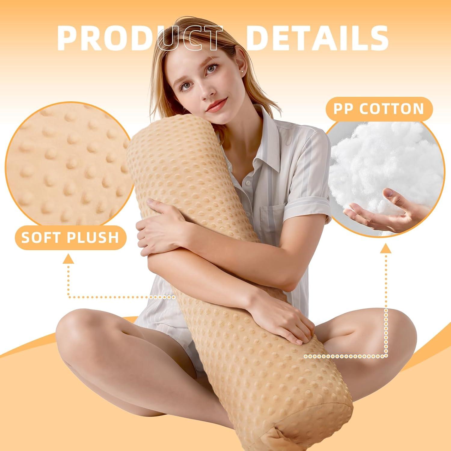 Almohada Redonda Eoieov 61 cm Rosa Viscoelástica Lavable