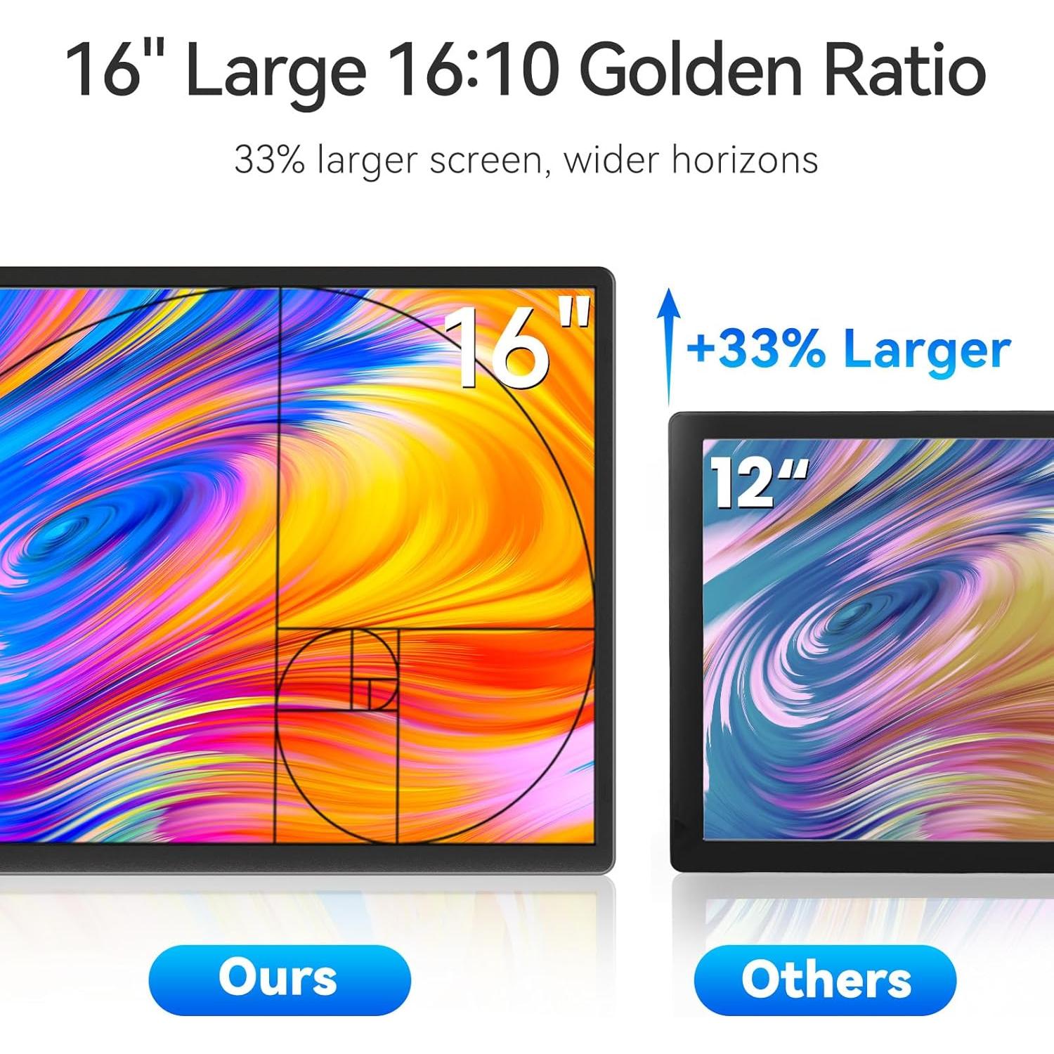 Monitor Portátil 16" 2.5K DZVW - Pantalla Externa HDMI/USB-C