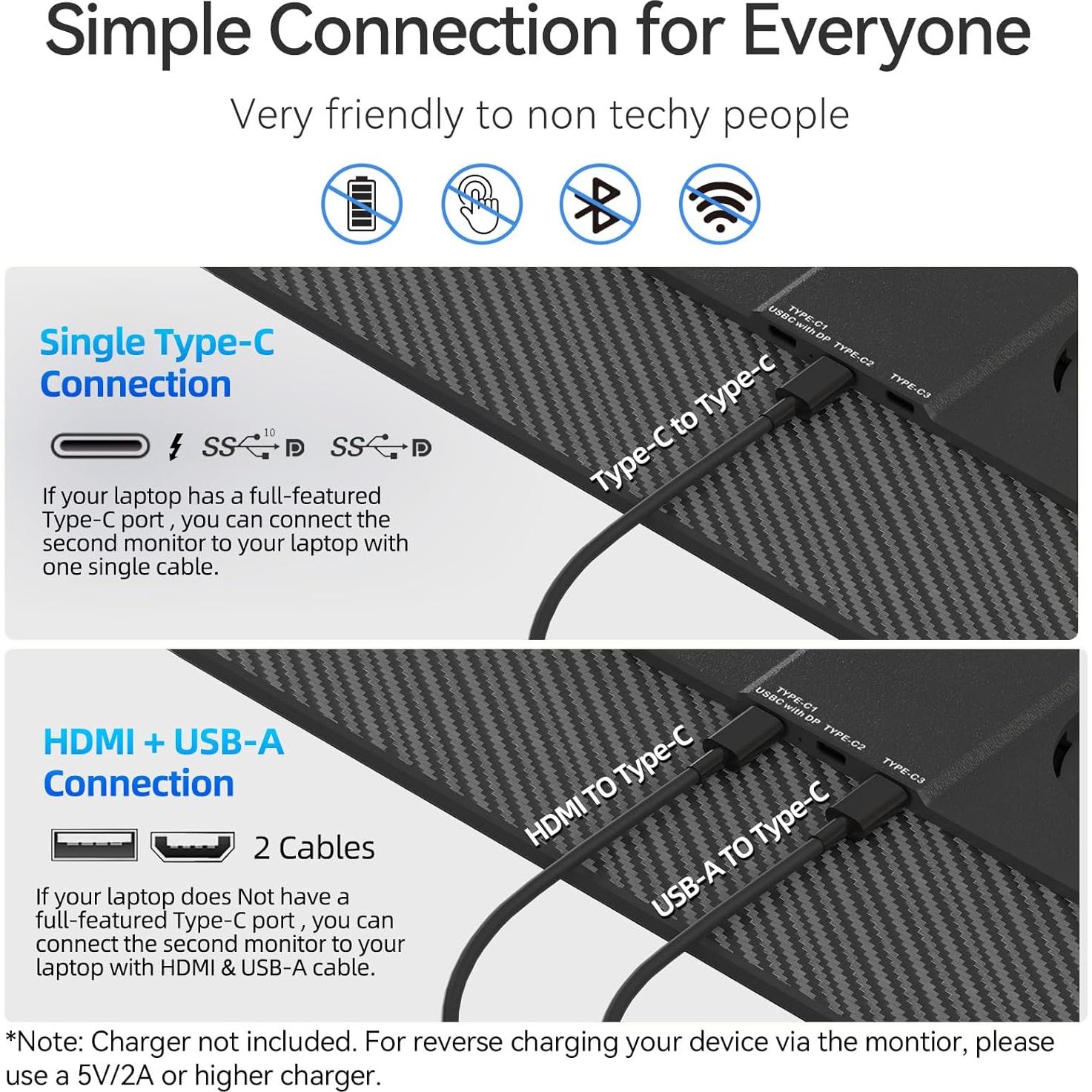 Monitor Portátil 16" 2.5K DZVW - Pantalla Externa HDMI/USB-C