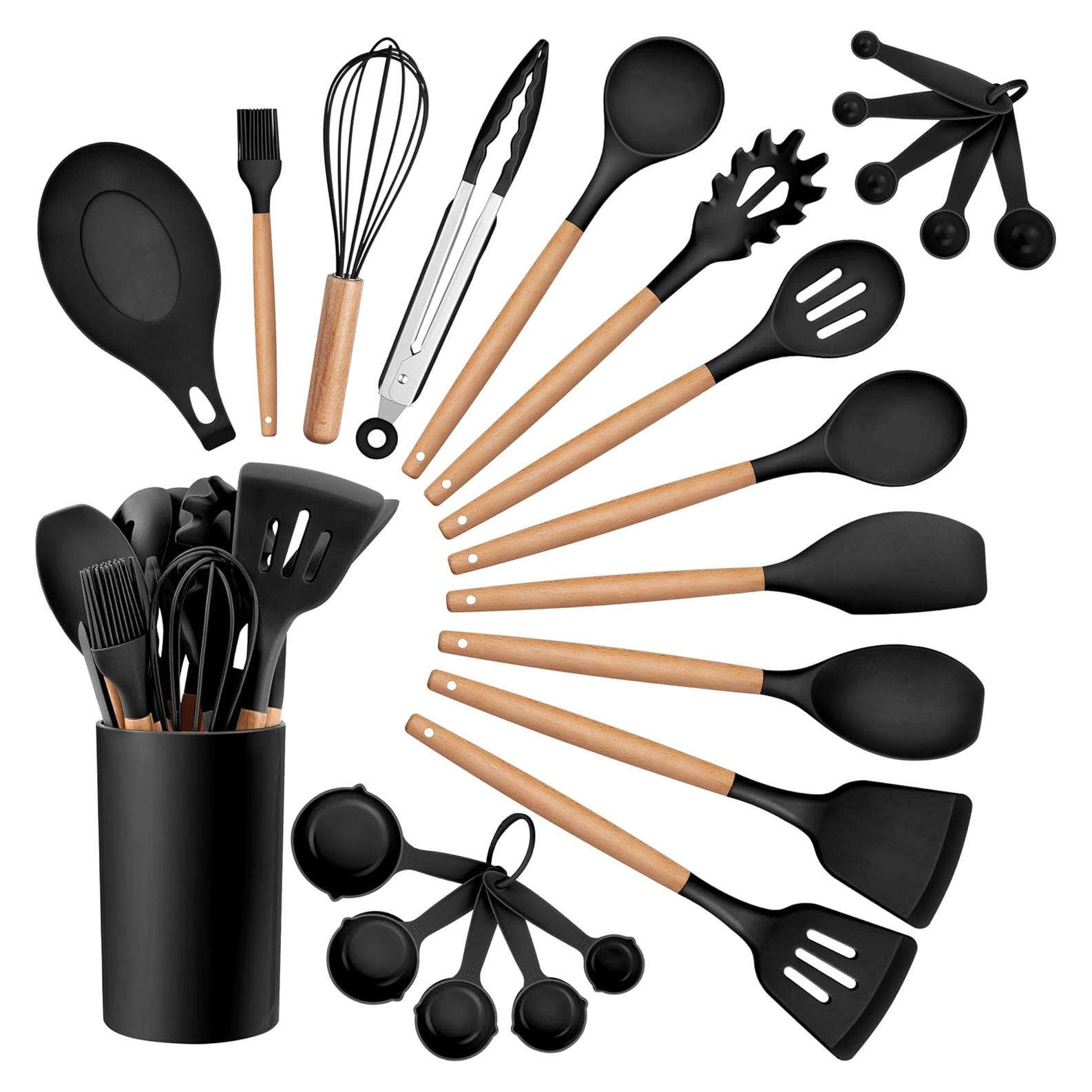 Conjunto de Utensilios de Cocina HaWare 23 Piezas Silicona Madera