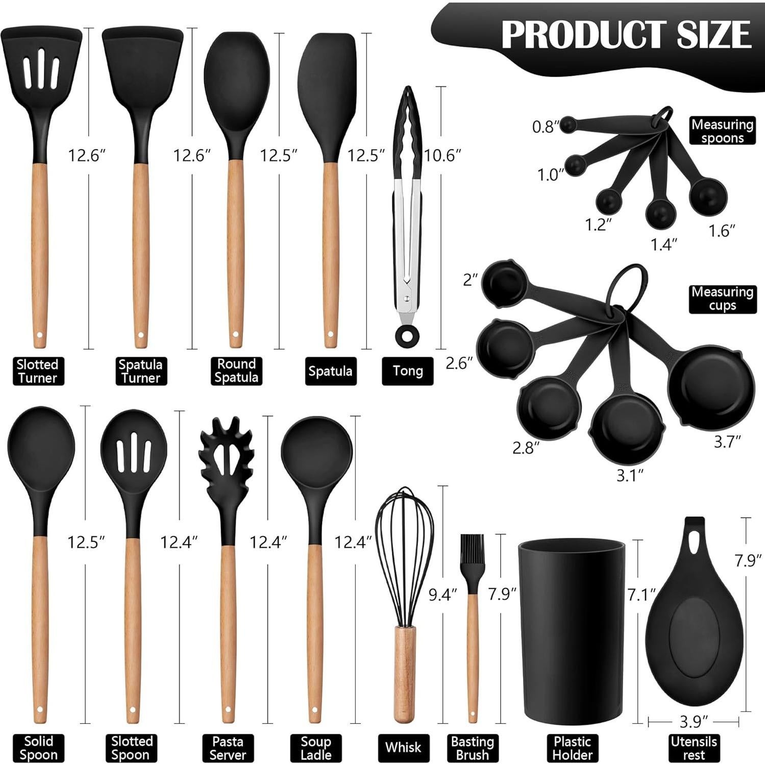 Conjunto de Utensilios de Cocina HaWare 23 Piezas Silicona Madera