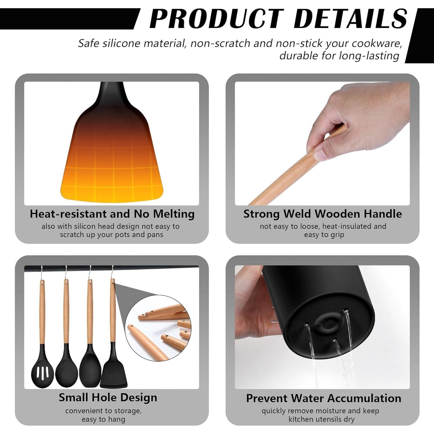 Conjunto de Utensilios de Cocina HaWare 23 Piezas Silicona Madera