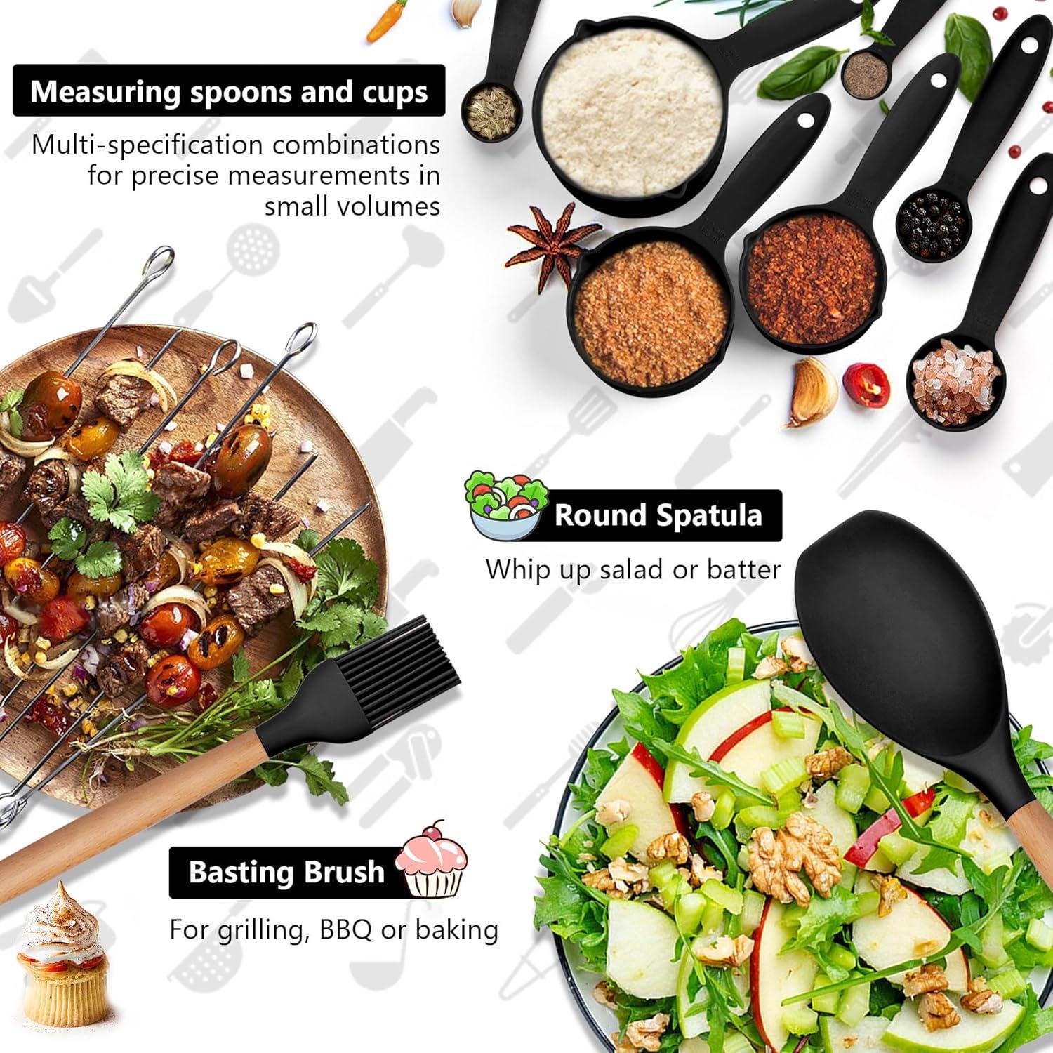 Conjunto de Utensilios de Cocina HaWare 23 Piezas Silicona Madera