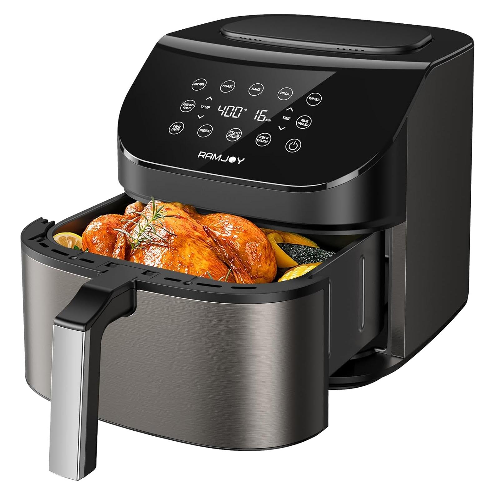 Freidora de Aire RAMJOY RAF-650 6.8L 10-en-1 Acero Inoxidable