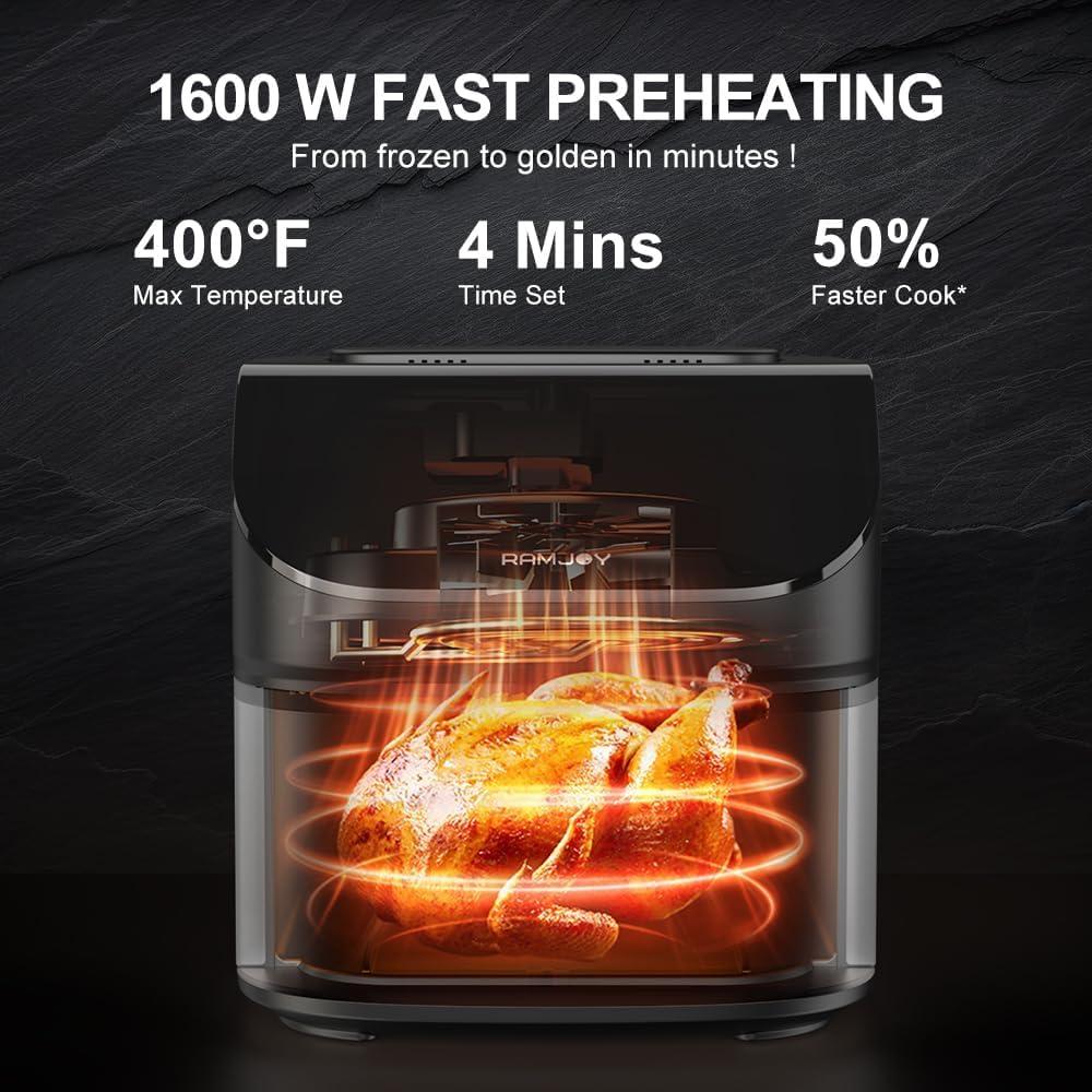 Freidora de Aire RAMJOY RAF-650 6.8L 10-en-1 Acero Inoxidable