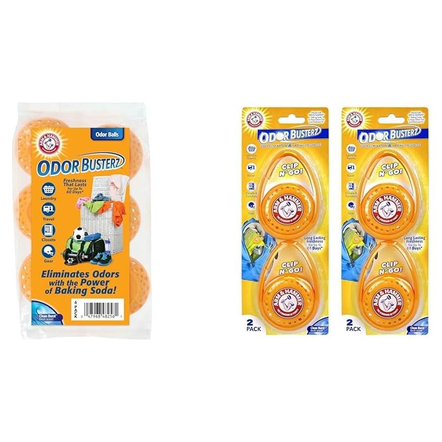 Bolas Desodorantes Arm & Hammer Odor Busterz 6 Unidades + Clip N Go 4 Unidades