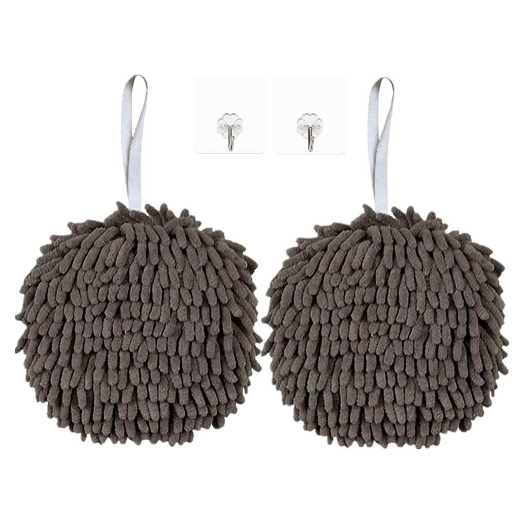 Toallas de Mano Chenille Yaocoral Set de 2 Gris Secado Rápido