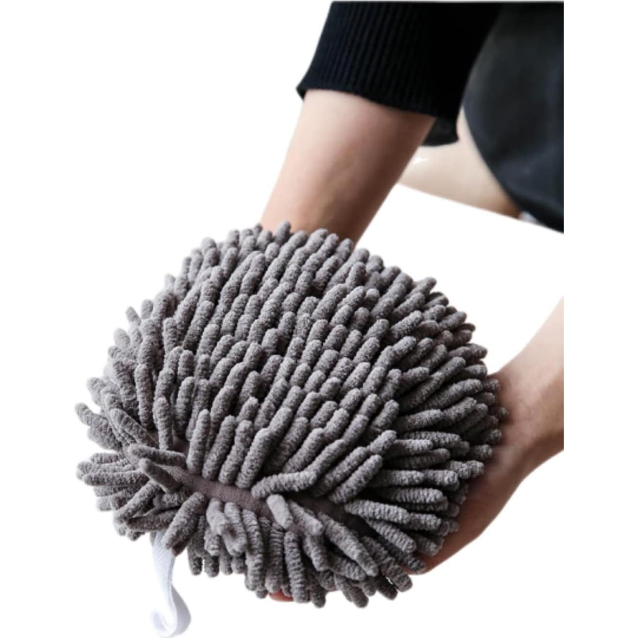 Toallas de Mano Chenille Yaocoral Set de 2 Gris Secado Rápido