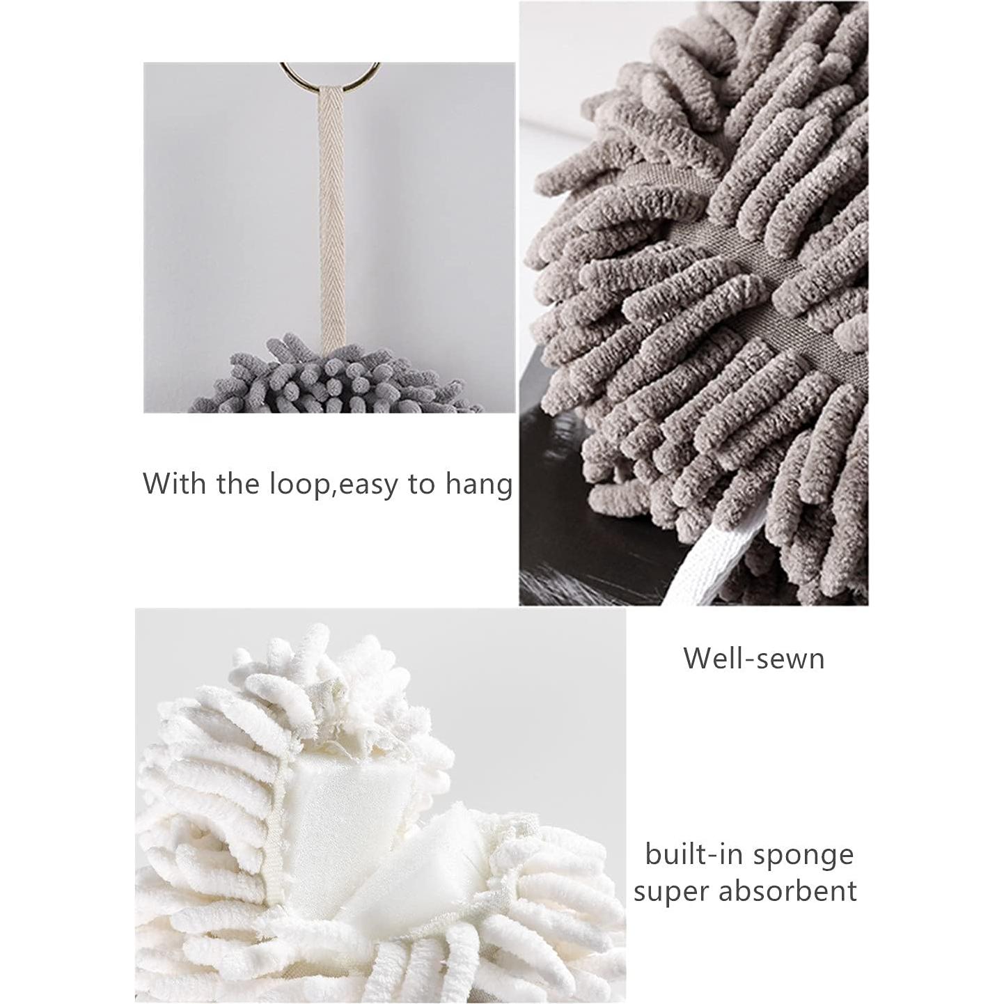 Toallas de Mano Chenille Yaocoral Set de 2 Gris Secado Rápido