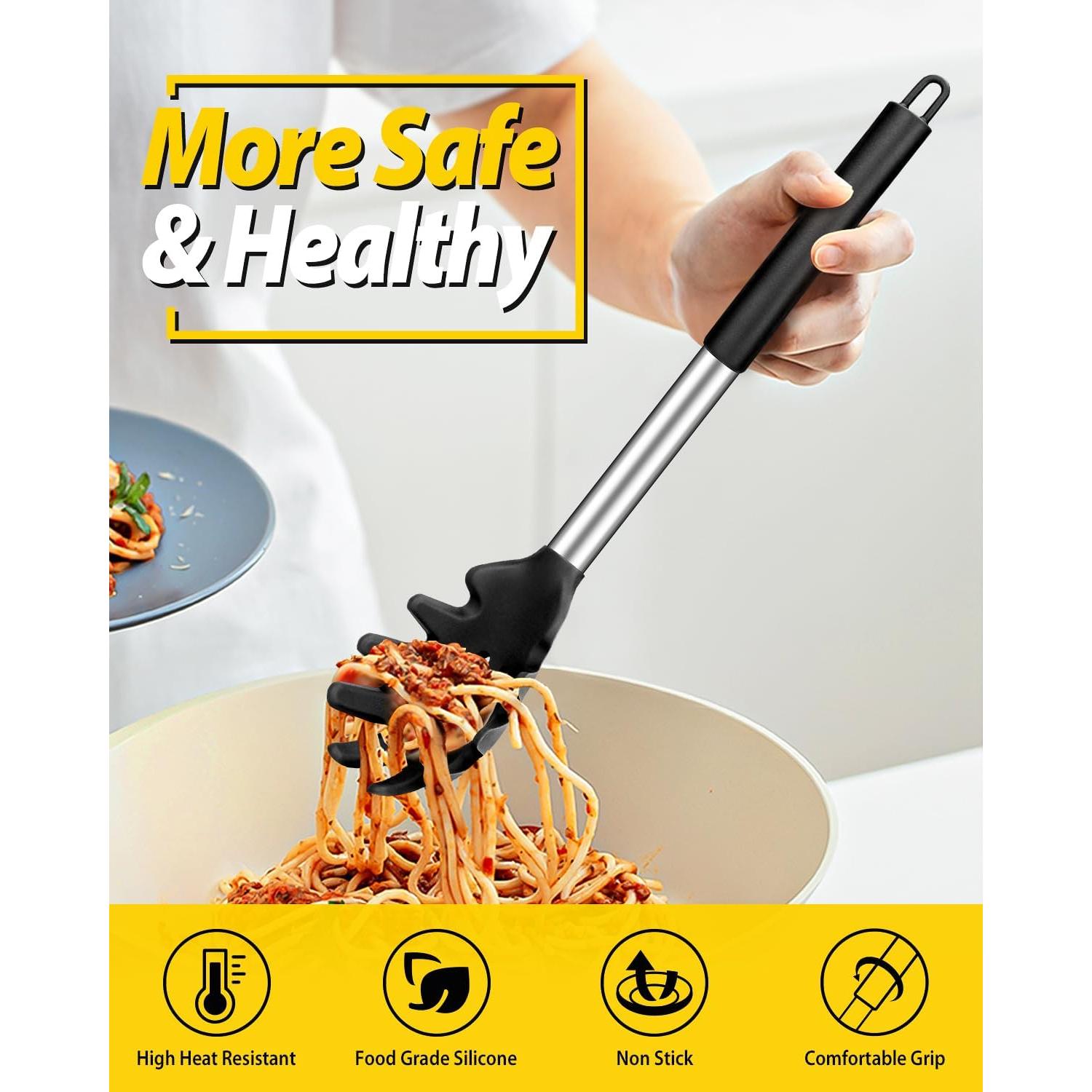 Juego de 2 tenedores de pasta BUNDLEPRO silicona negro-khaki