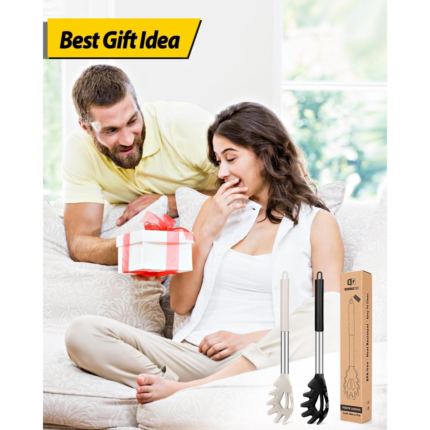 Juego de 2 tenedores de pasta BUNDLEPRO silicona negro-khaki